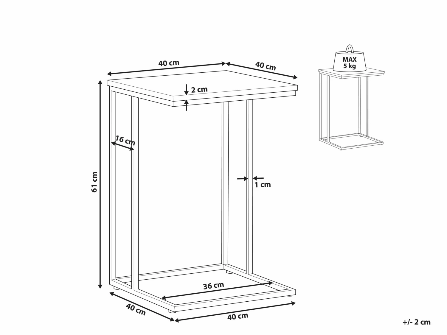 Beistelltisch Holzoptik Braun Quadratisch 40 X 40 Cm TROY – Bild 8
