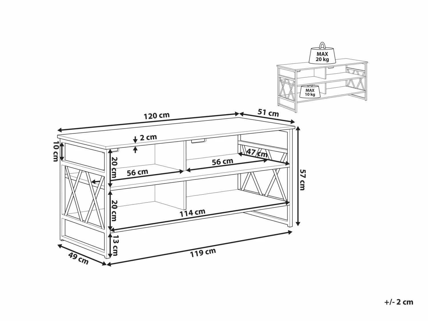 TV-Möbel Holzoptik Braun 120 X 51 X 57 Cm CARLISLE – Bild 10