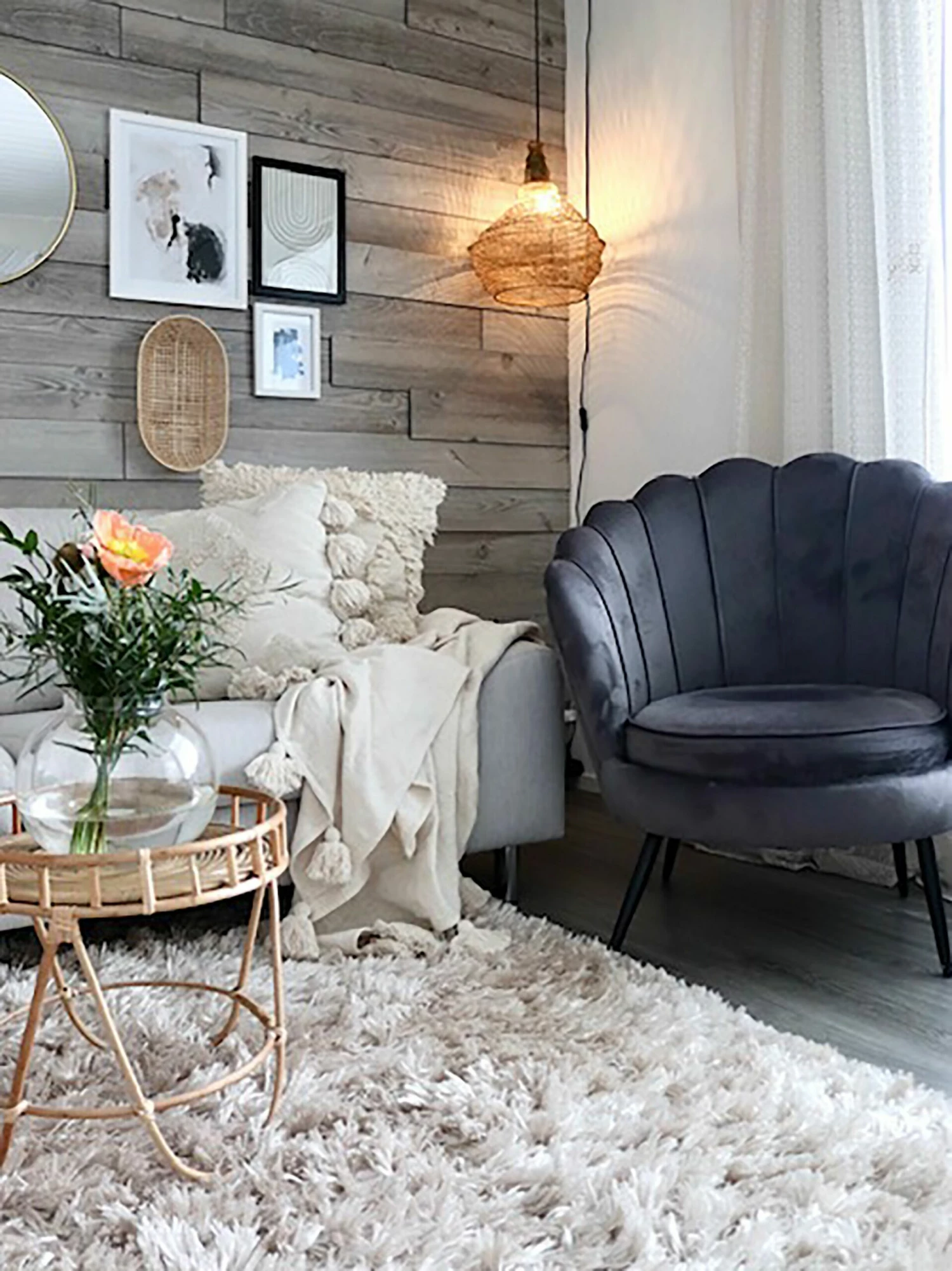 Sessel Samtstoff Grau LOVIKKA – Bild 8