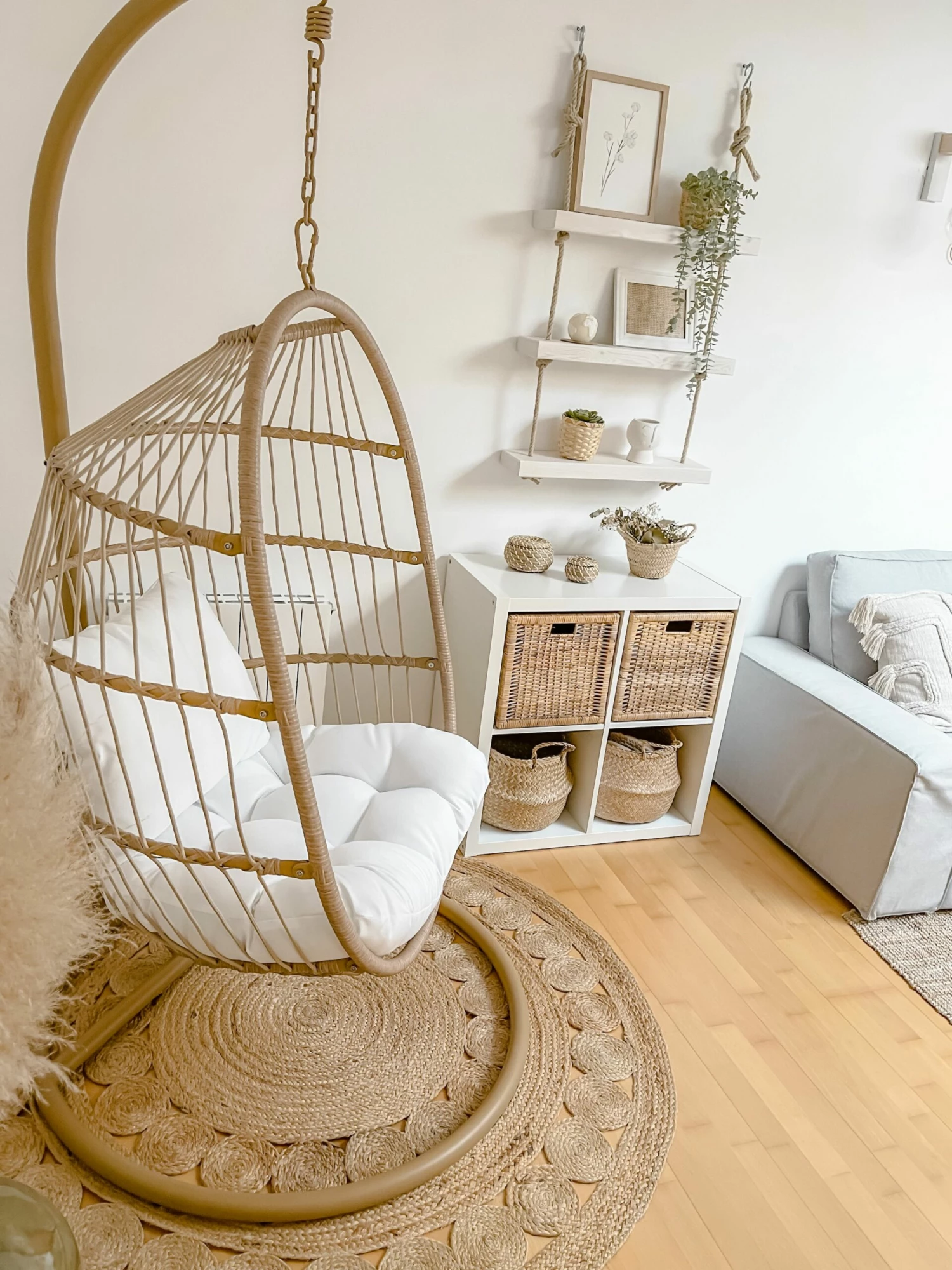 Hängesessel Mit Gestell ø 102 Cm Rattan / Flechtseil Natürlich ALBA – Bild 10