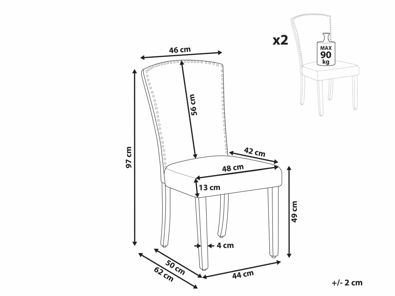Esszimmerstuhl Samtstoff Grün 2er Set PISECO – Bild 9