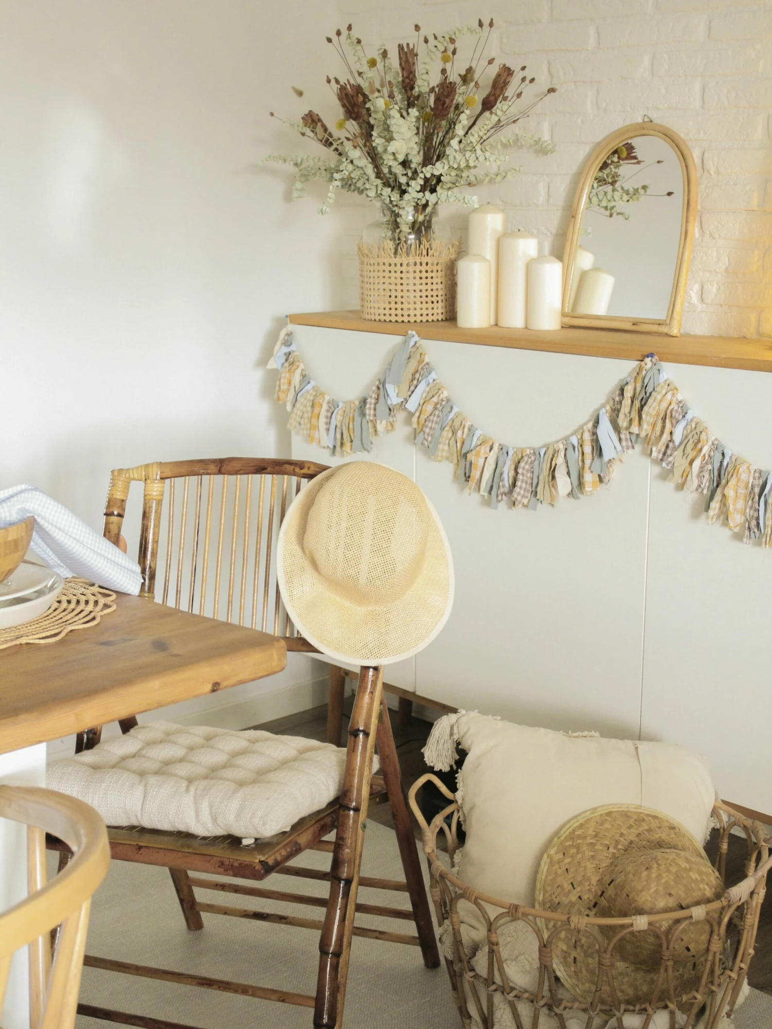 Esszimmerstuhl Bambusholz / Rattan Braun 4er Set Klappbar TRENTOR – Bild 8