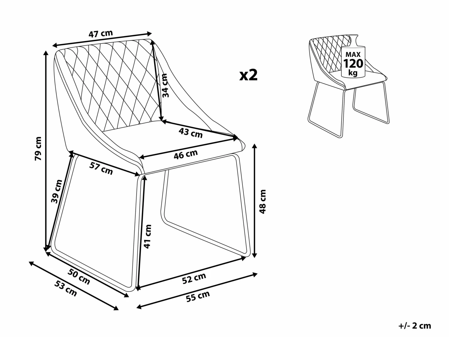 Esszimmerstuhl Schwarz 2er Set ARCATA – Bild 10