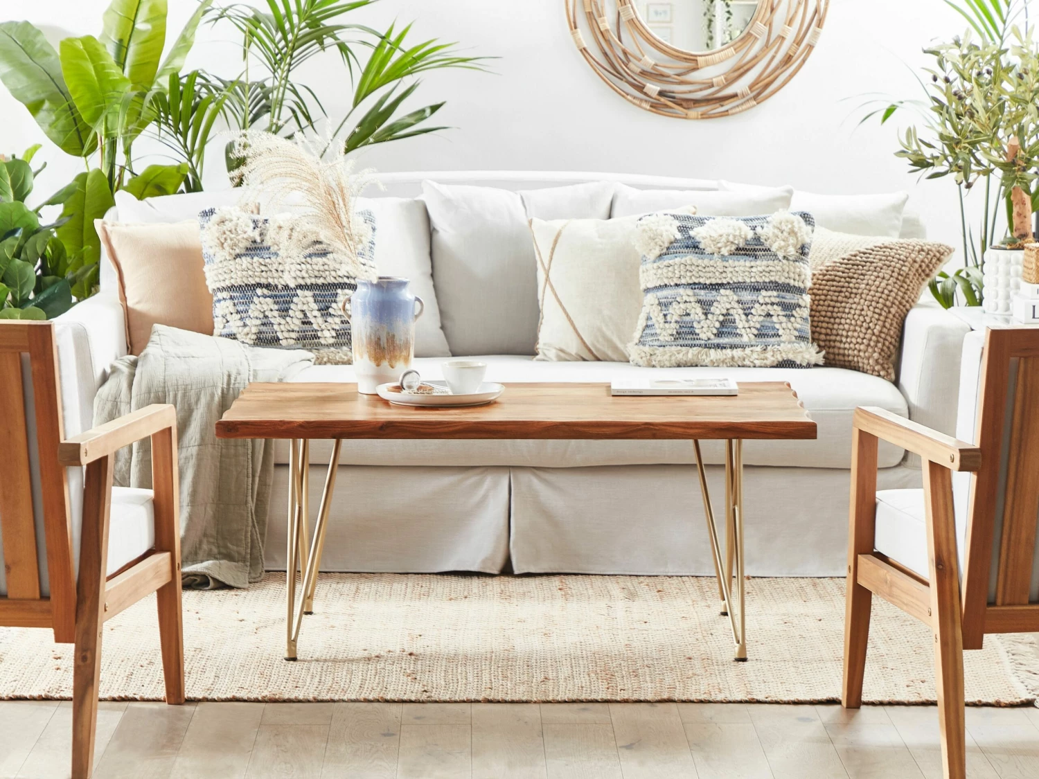 Couchtisch Akazienholz Hellbraun / Gold Rechteckig 70 X 120 Cm RALEY – Bild 3