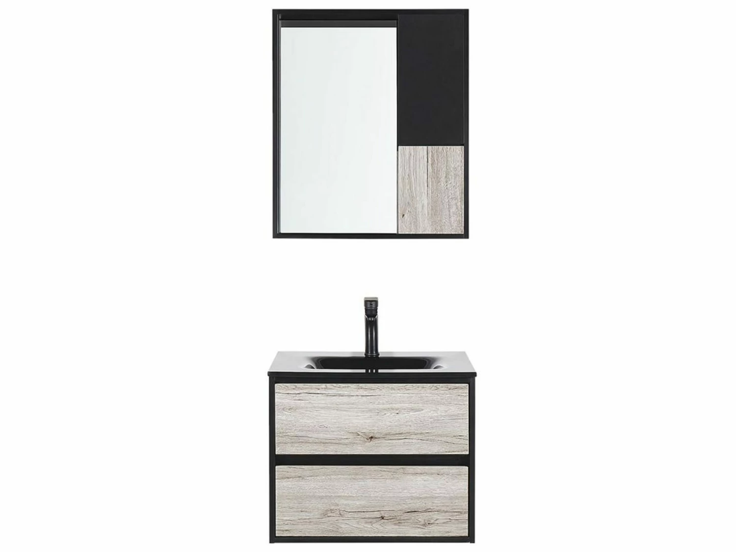 Badmöbel Set Schwarz / Heller Holzfarbton 60 Cm TERUEL – Bild 4