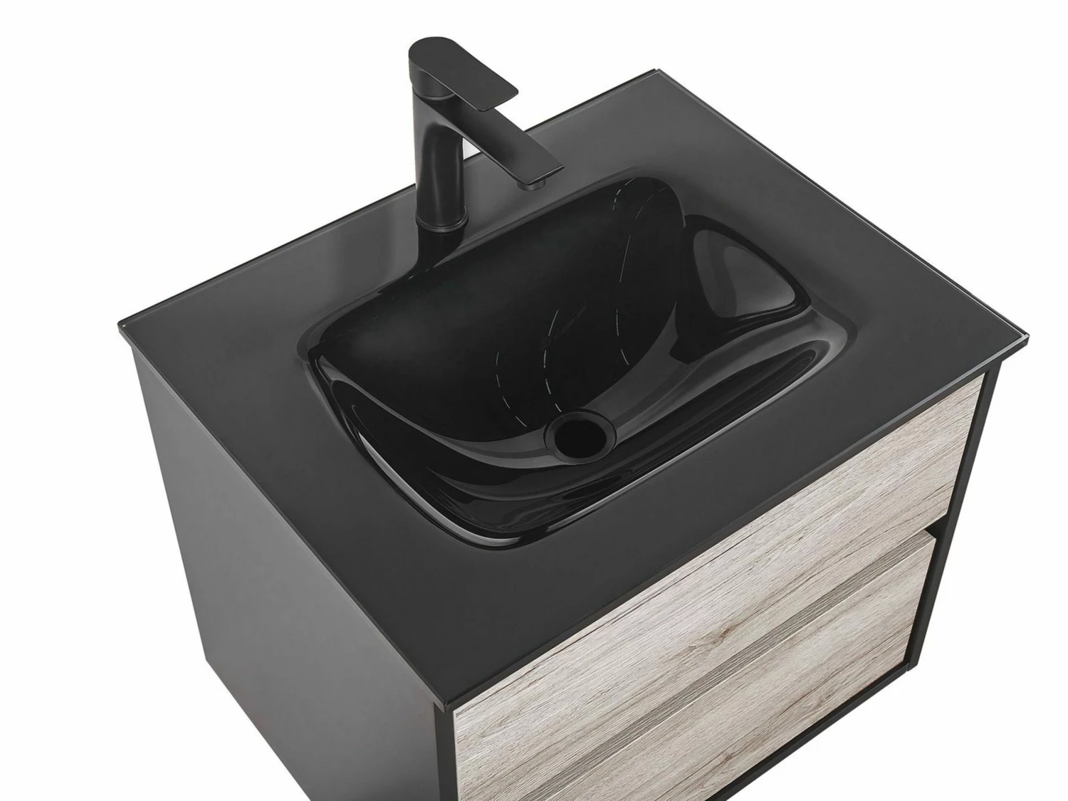 Badmöbel Set Schwarz / Heller Holzfarbton 60 Cm TERUEL – Bild 6