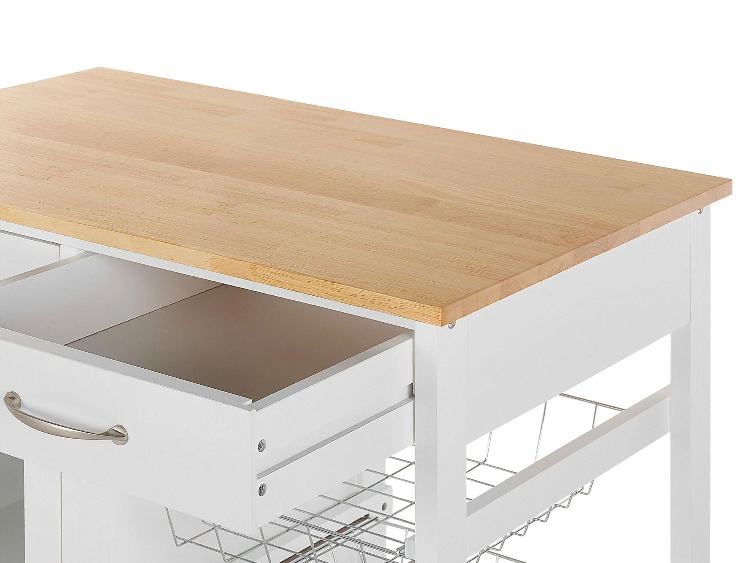 Servierwagen Weiß / Heller Holzfarbton Mit 2 Schubladen BOVES – Bild 7