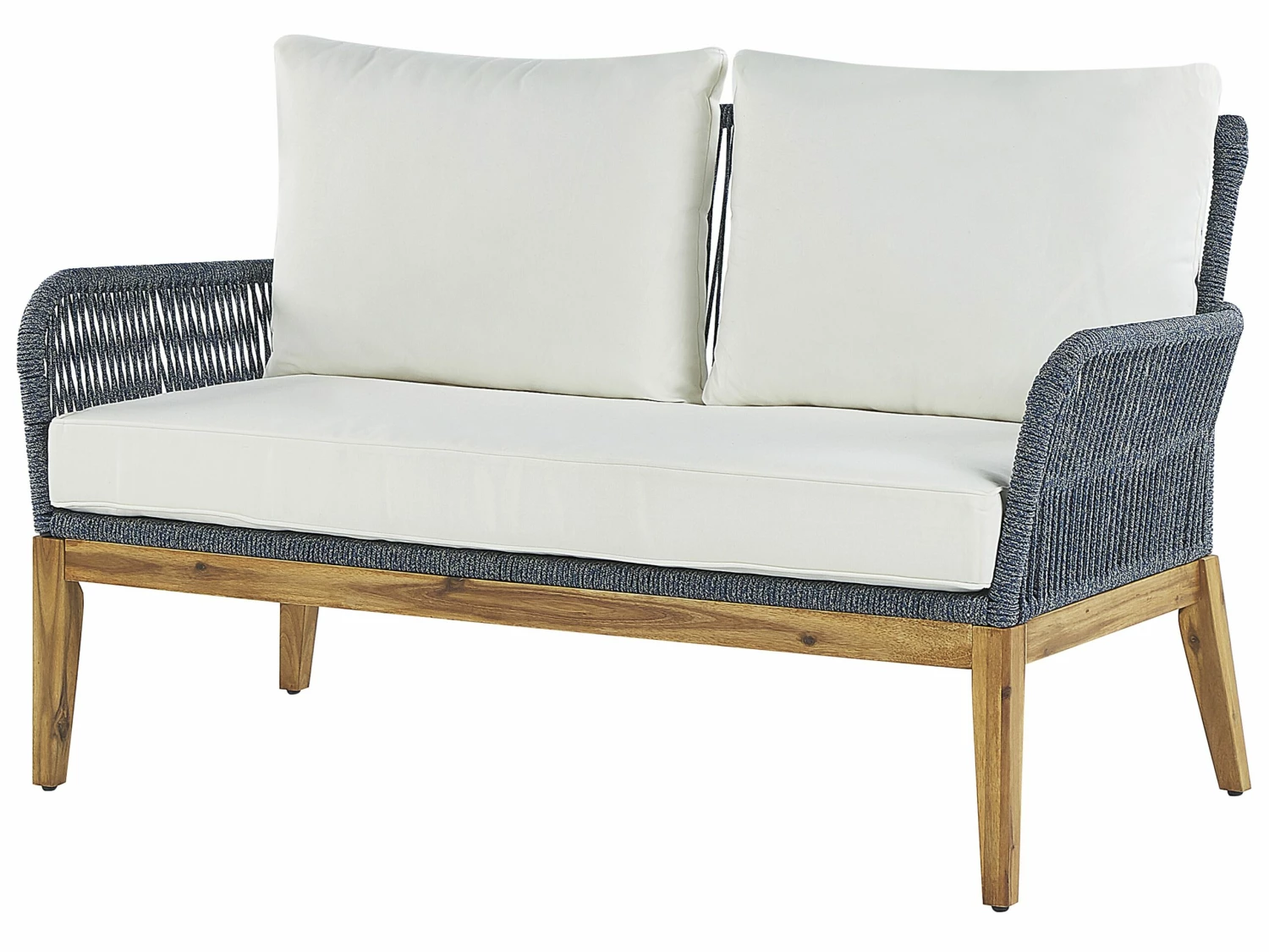 Lounge Set Akazienholz Hellbraun / Dunkelblau 4-Sitzer Auflagen Cremeweiß MERANO II – Bild 4