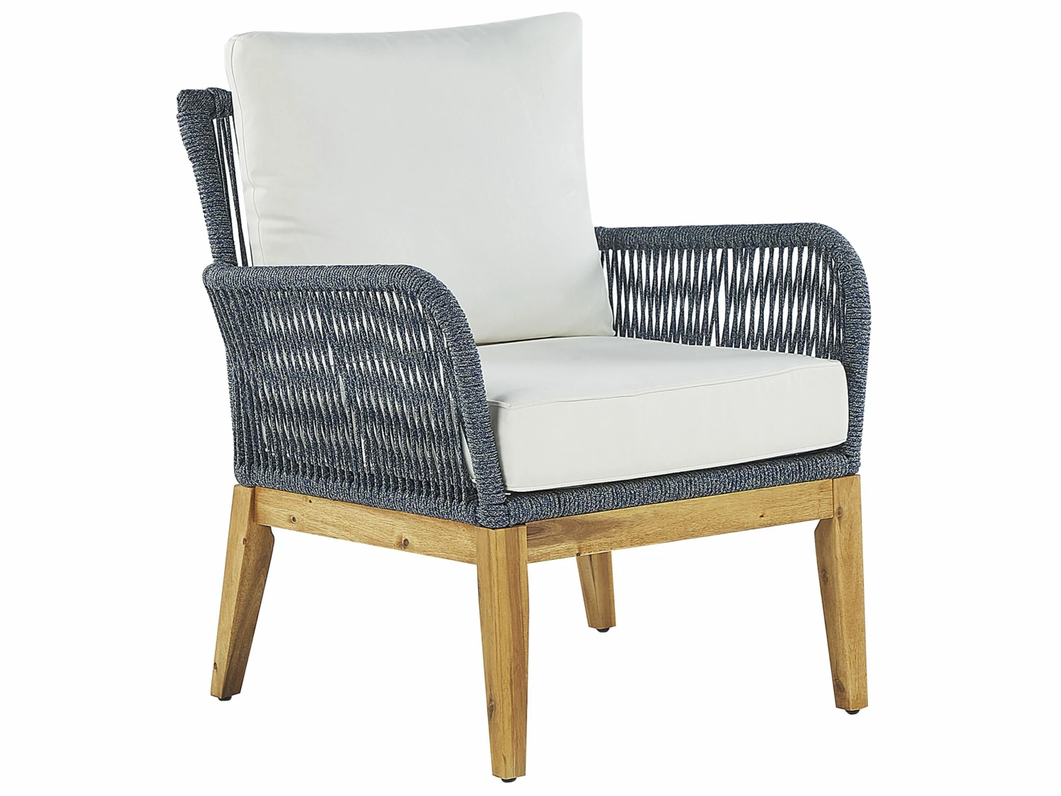 Lounge Set Akazienholz Hellbraun / Dunkelblau 4-Sitzer Auflagen Cremeweiß MERANO II – Bild 9