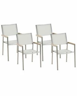 Gartenstuhl Weiß 4er Set Edelstahl GROSSETO