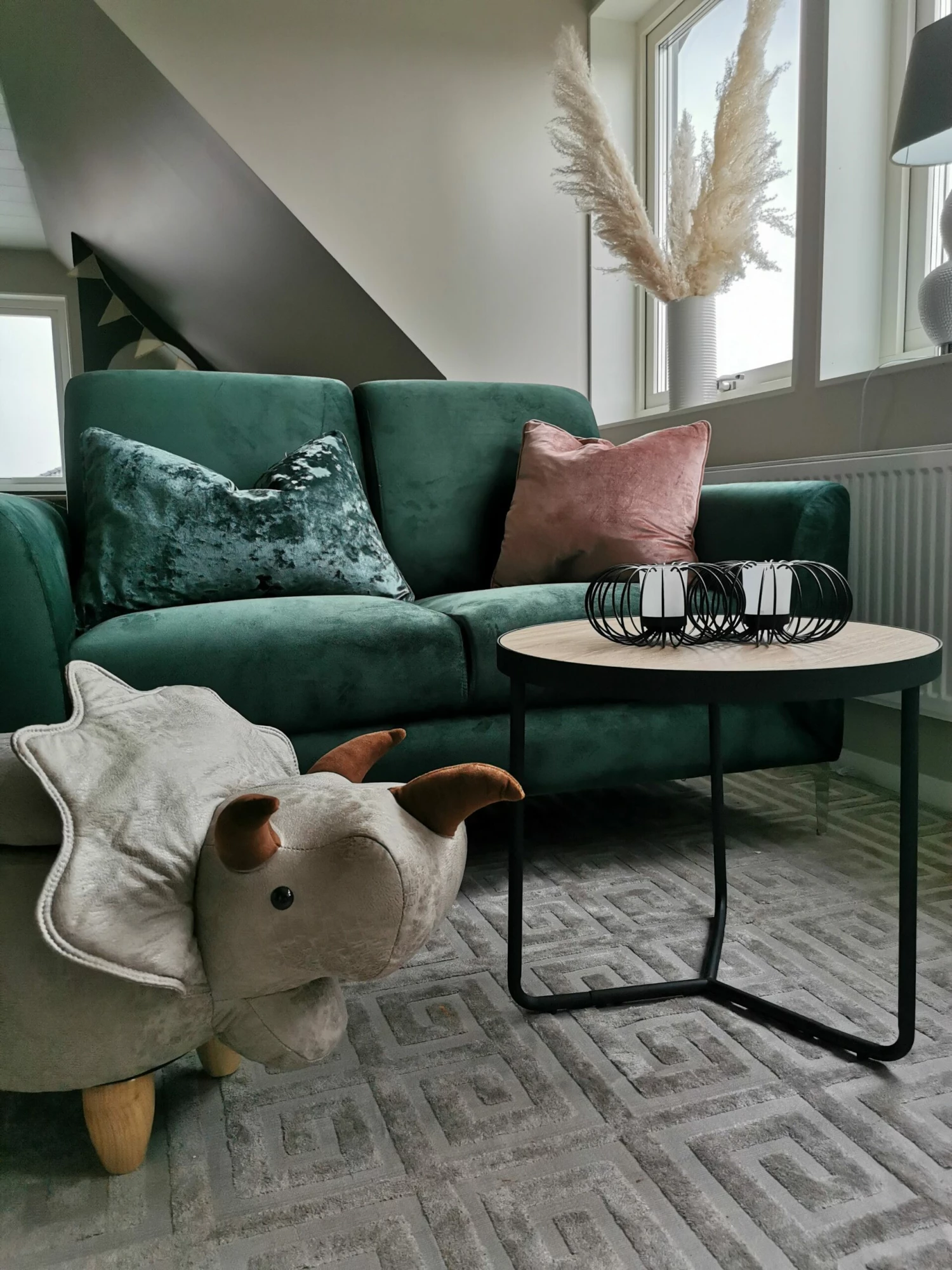 Hocker Polsterbezug Mit Stauraum Hellgrau TRICERATOPS – Bild 5