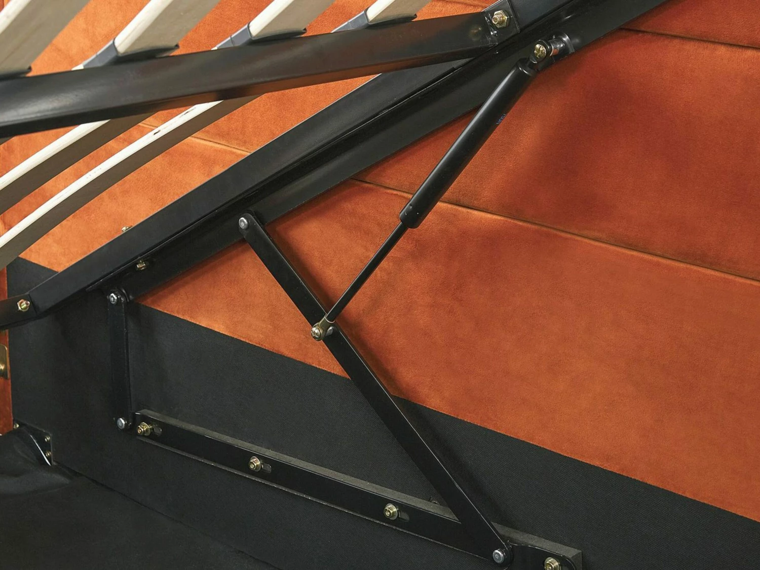 Polsterbett Samtstoff Orange Mit Stauraum Veschiedene Größen ROUEN – Bild 8