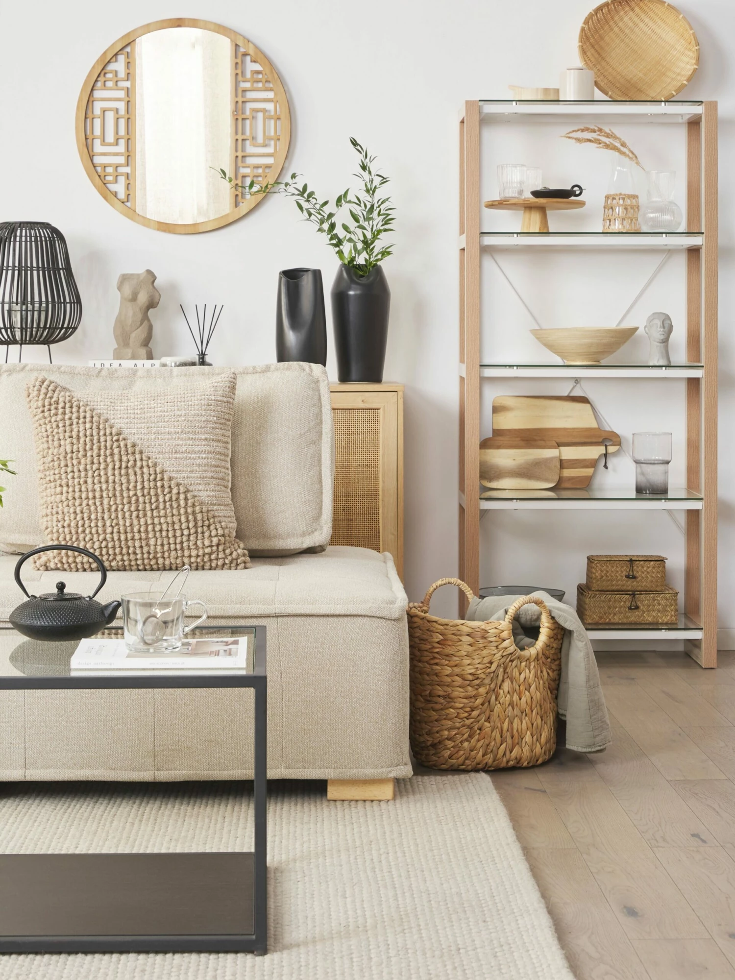 Bücherregal Heller Holzfarbton Glas 4 Fächer JENKS – Bild 5