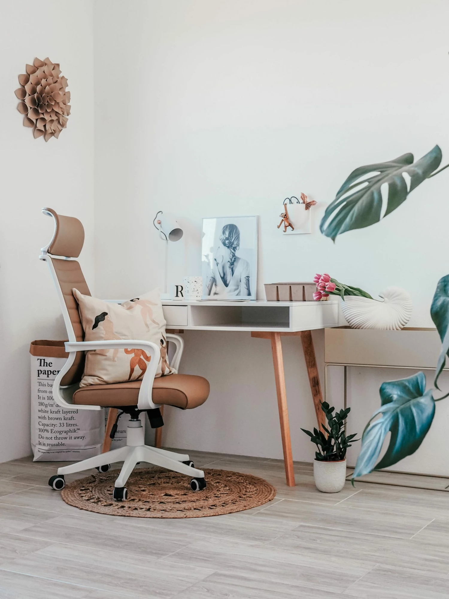 Bürostuhl Hellbraun / Weiß Höhenverstellbar LEADER – Bild 8