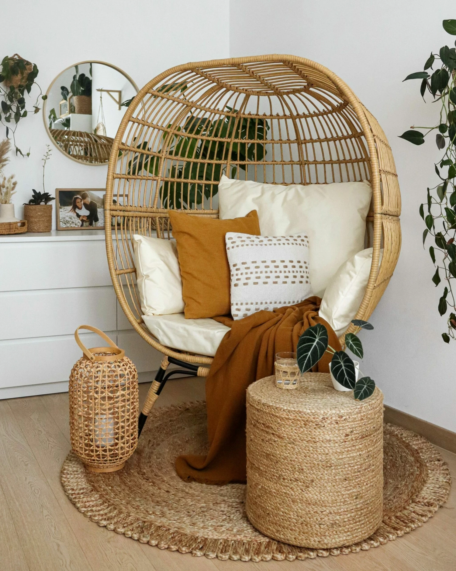 Gartensessel Rattan Natürlich Auflagen Cremeweiß VEROLI – Bild 3