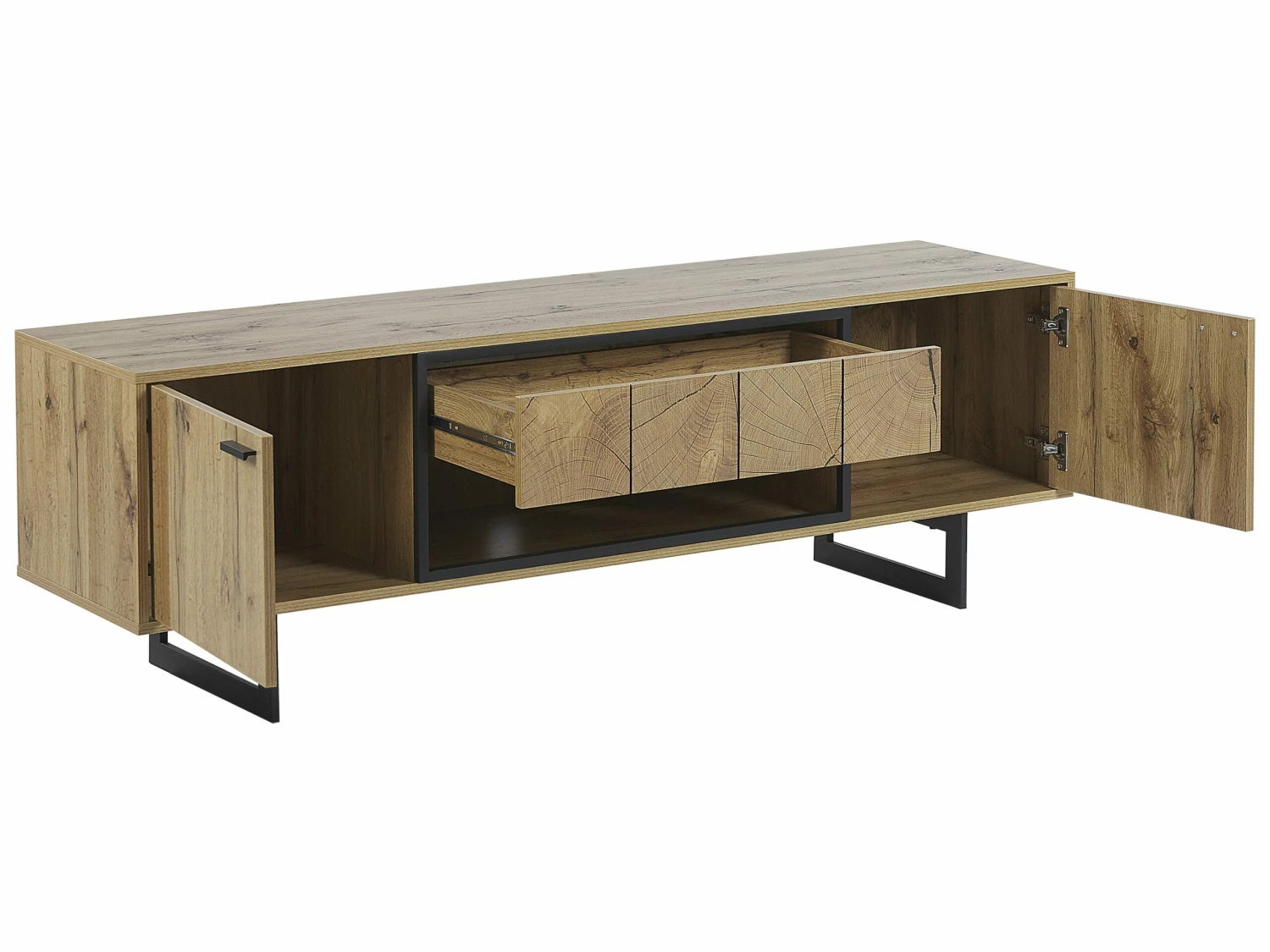 TV-Möbel Heller Holzfarbton / Schwarz 160 X 40 X 50 Cm BOISO – Bild 5