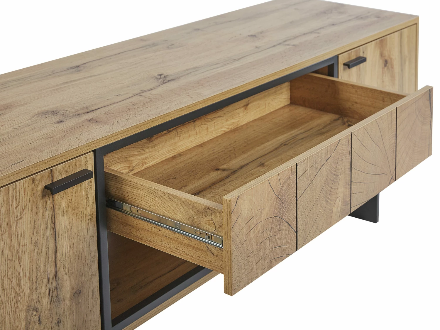 TV-Möbel Heller Holzfarbton / Schwarz 160 X 40 X 50 Cm BOISO – Bild 7