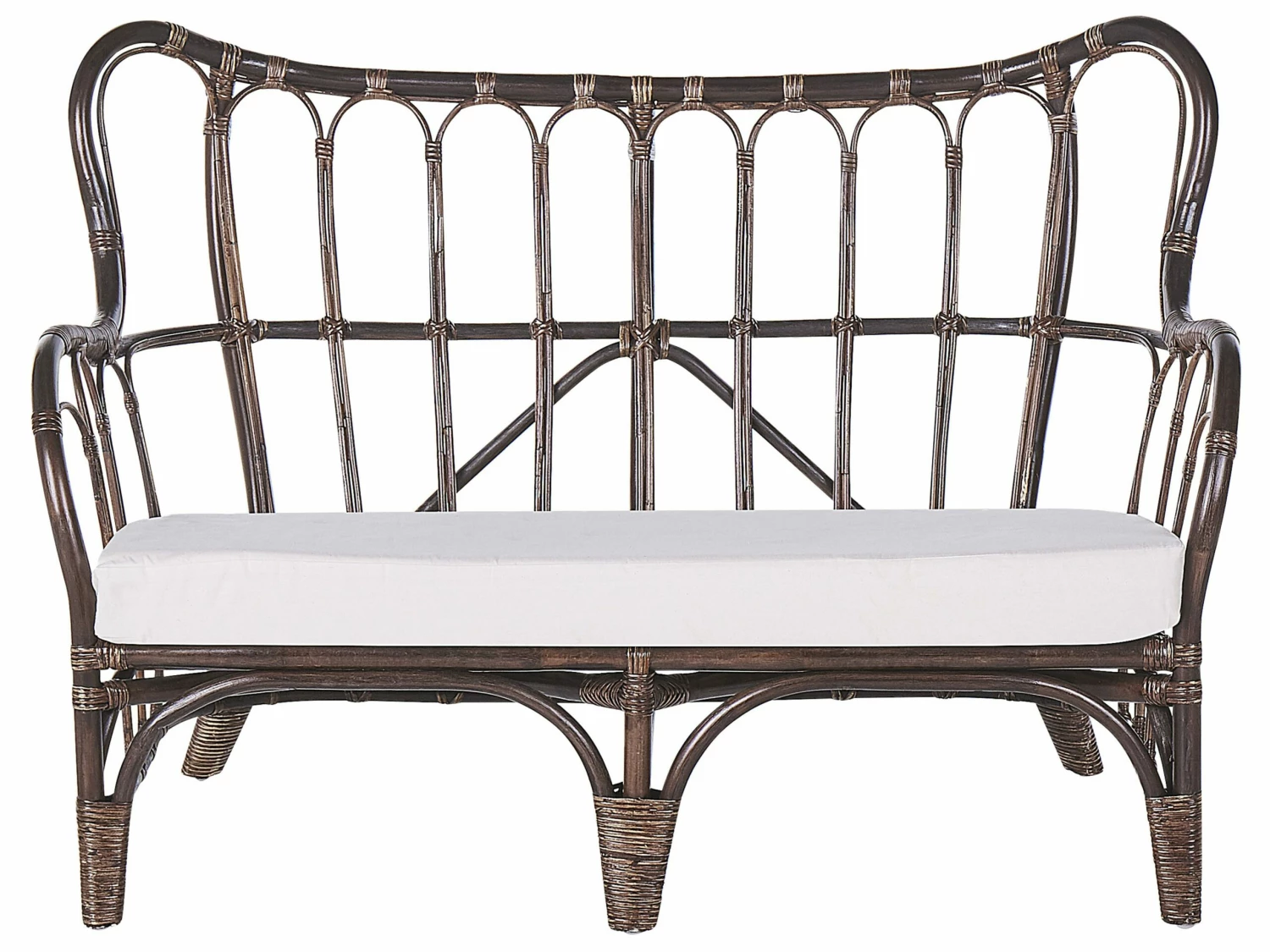 Gartenmöbel Set Rattan Dunkelbraun Sofa 4-Sitzer Auflagen Beige BRINDISI – Bild 5