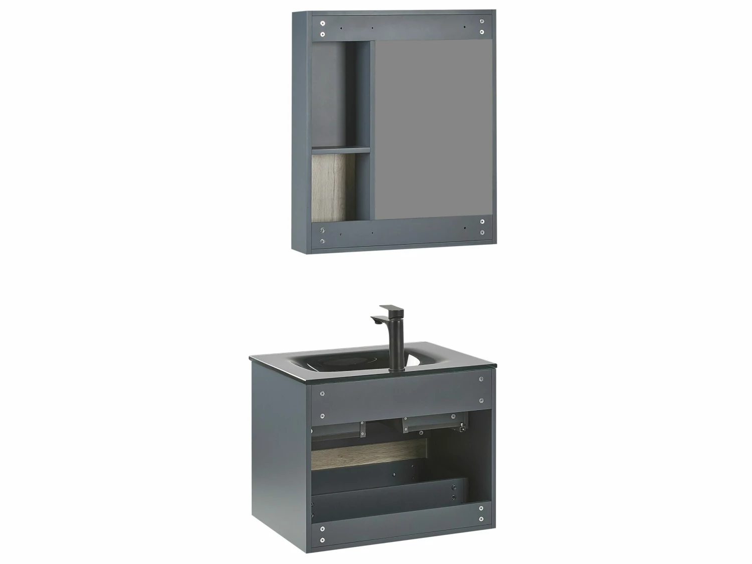 Badmöbel Set Grau / Heller Holzfarbton 60 Cm TERUEL – Bild 6