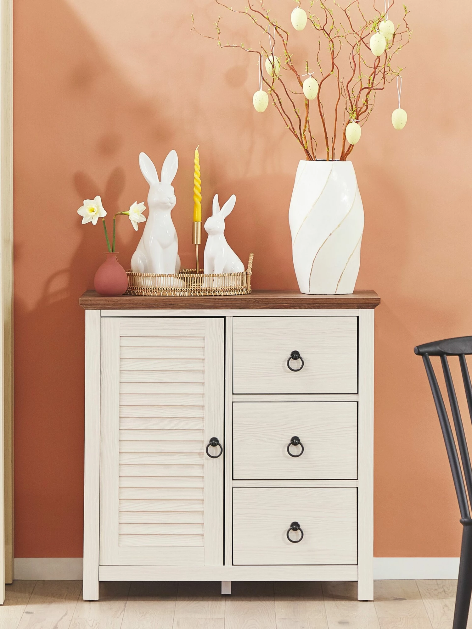 Sideboard Beige / Dunkler Holzfarbton 3 Schubladen Schrank KIRKLAND – Bild 3