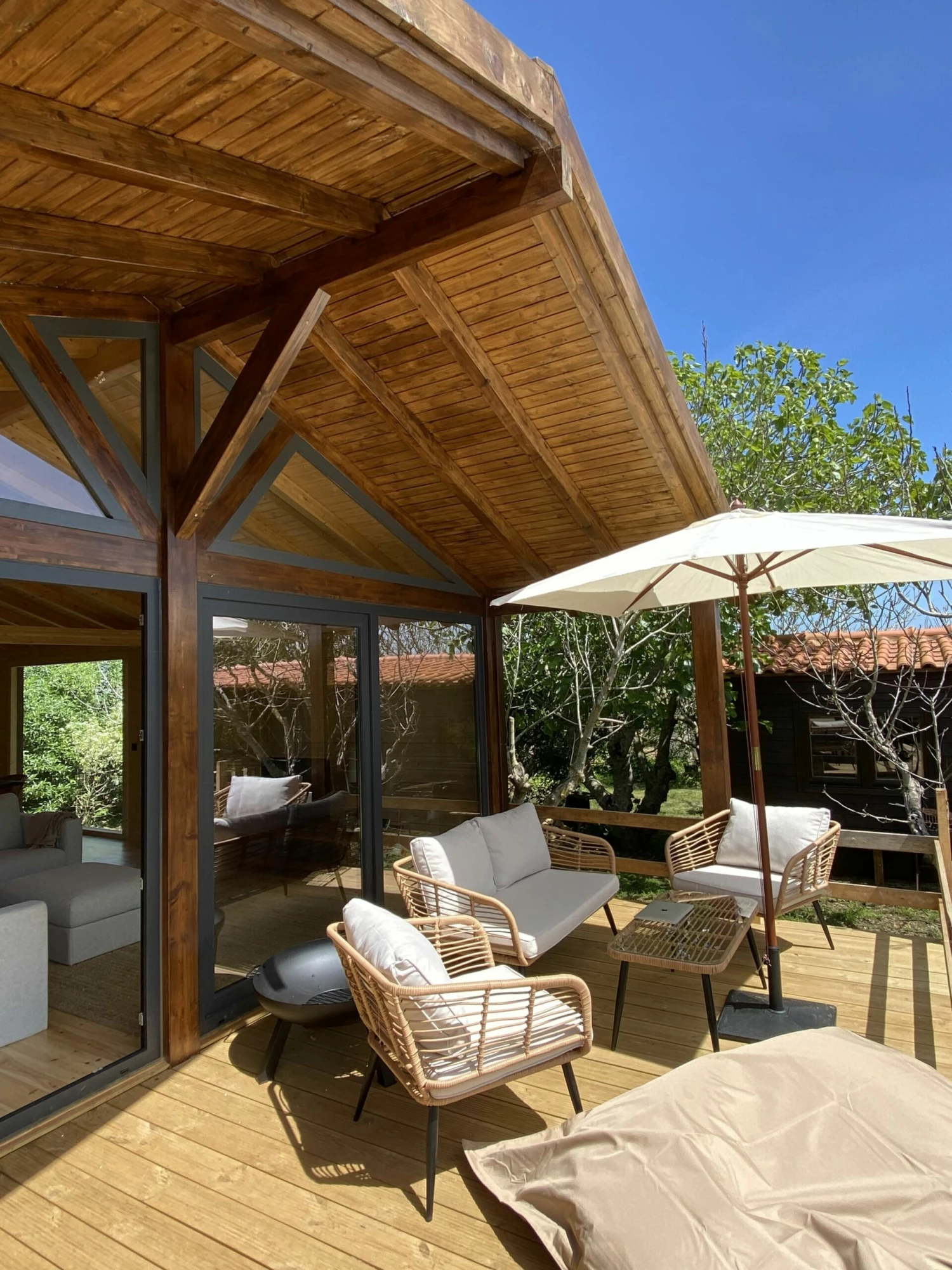 Lounge Set Rattan Natürlich 4-Sitzer Auflagen Hellgrau CORINTH II – Bild 5