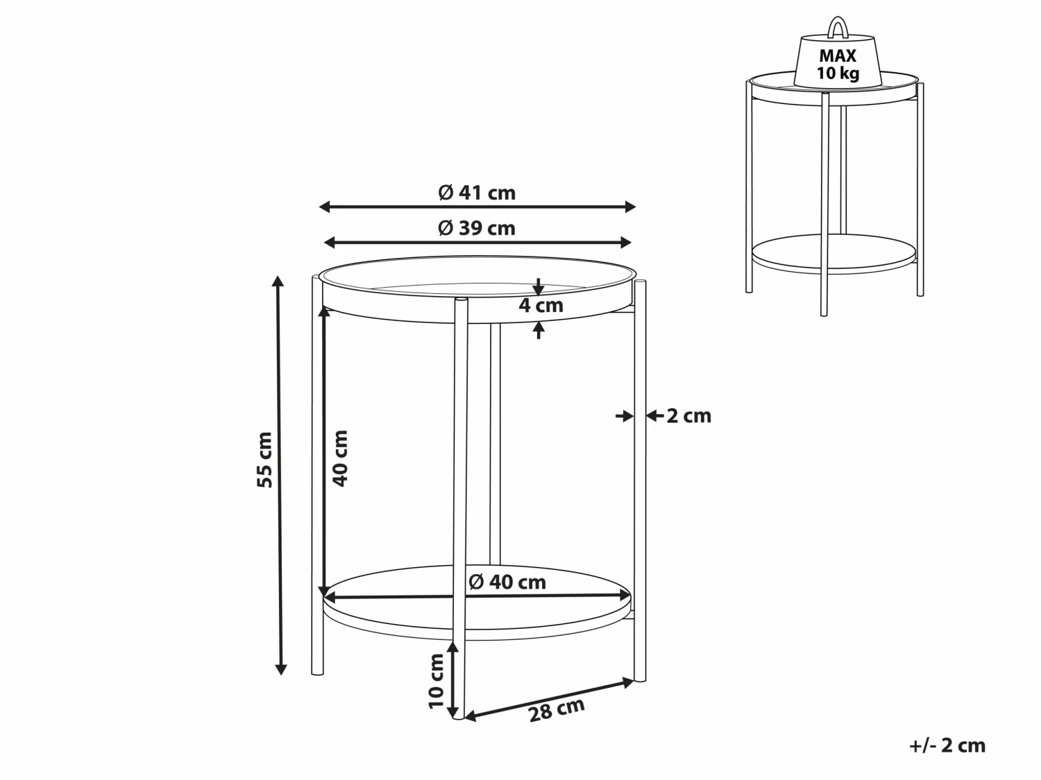 Beistelltisch Schwarz / Dunkler Holzfarbton Rund ⌀ 41 Cm BORDEN – Bild 9