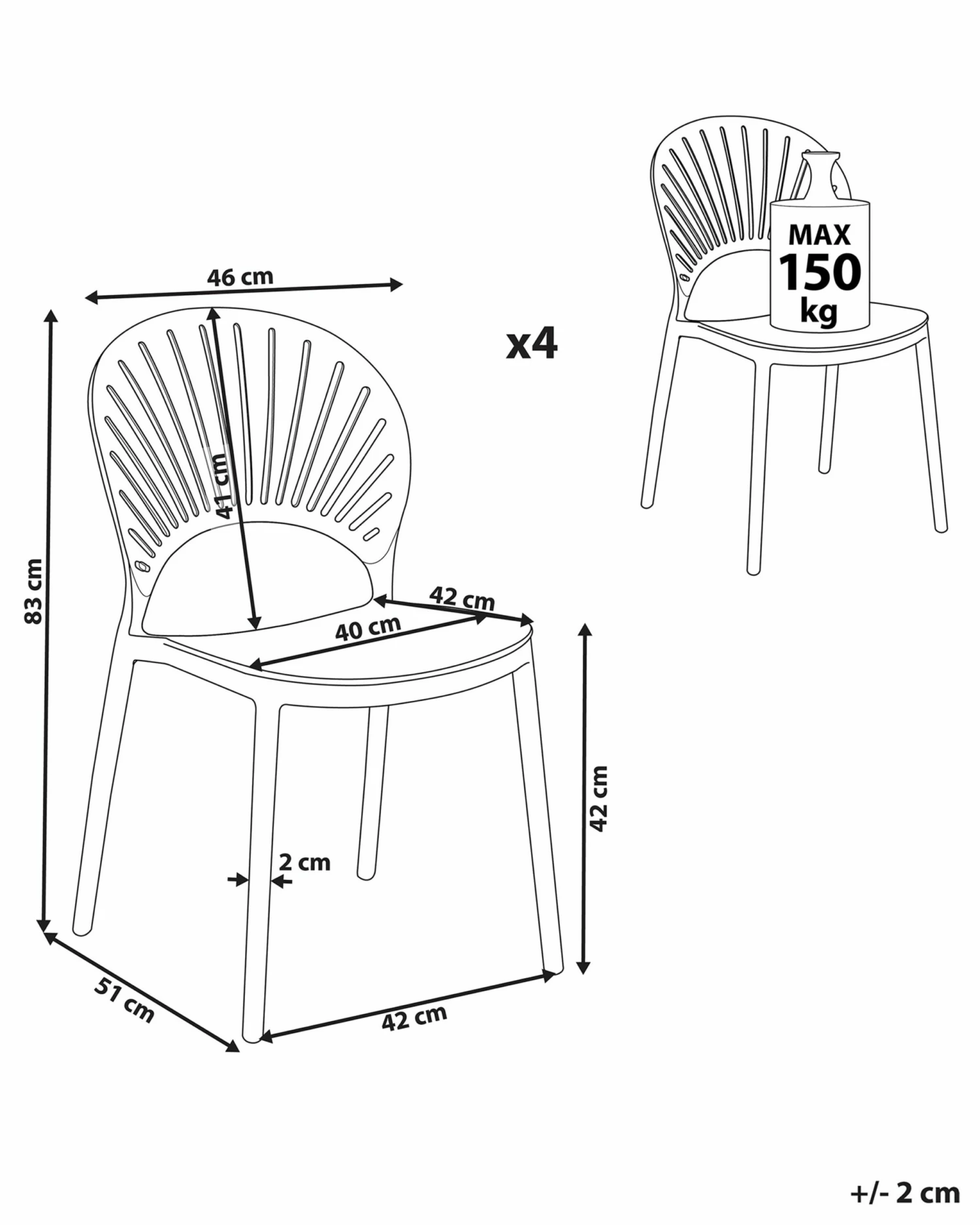 Esszimmerstuhl Kunststoff Rosa 4er Set OSTIA – Bild 9
