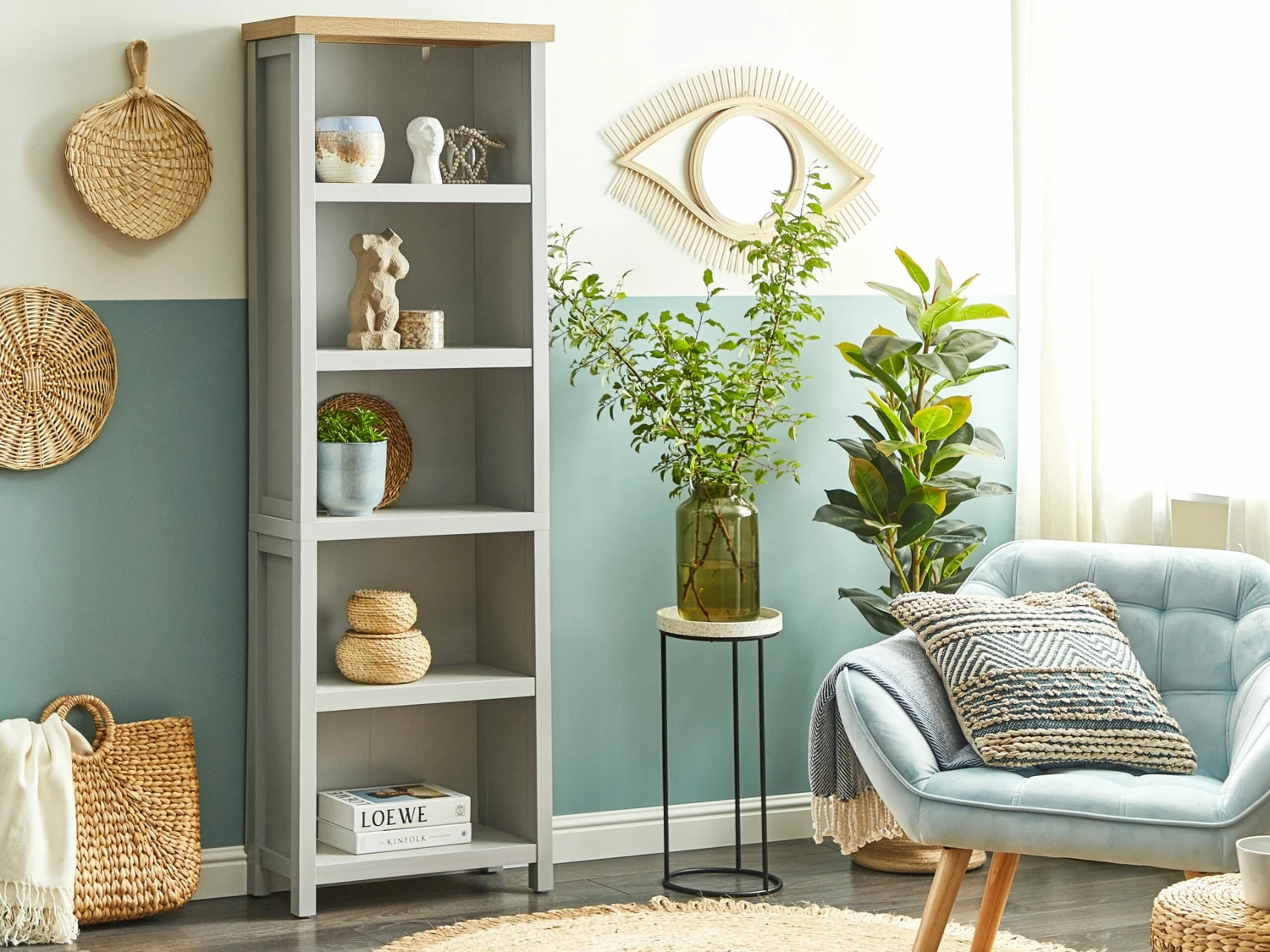 Regal Grau / Heller Holzfarbton 5 Fächer CLIO – Bild 2