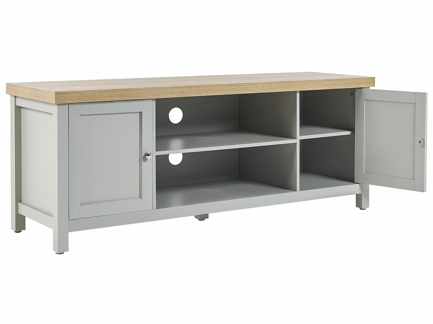 TV-Möbel Grau / Heller Holzfarbton 130 X 39 X 51 Cm HAMP – Bild 4