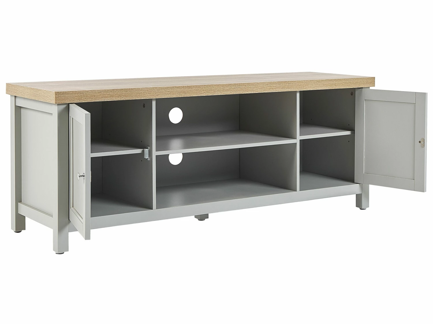 TV-Möbel Grau / Heller Holzfarbton 130 X 39 X 51 Cm HAMP – Bild 5