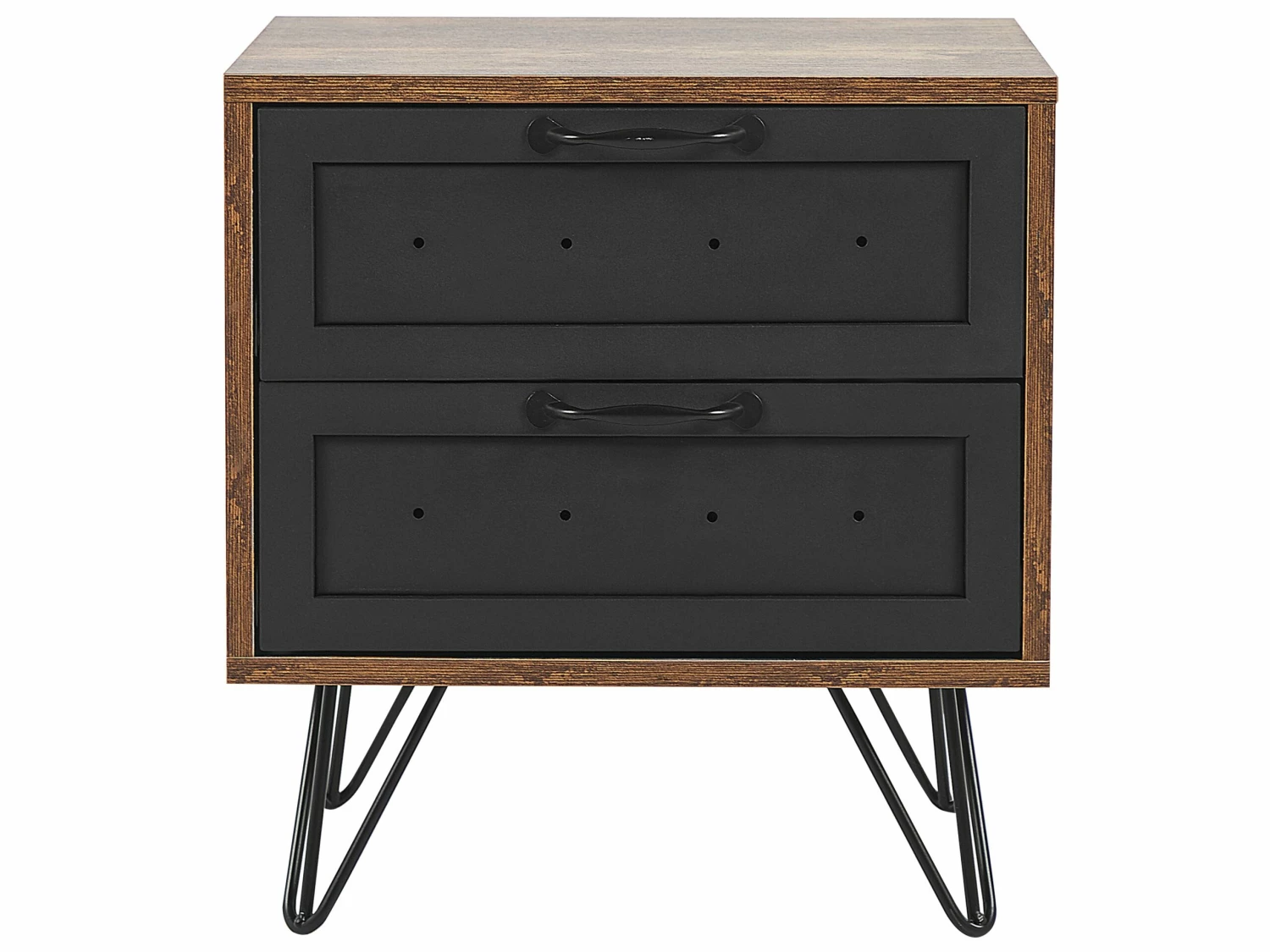 Nachttisch Dunkler Holzfarbton / Schwarz 2 Schubladen ARKAN – Bild 6