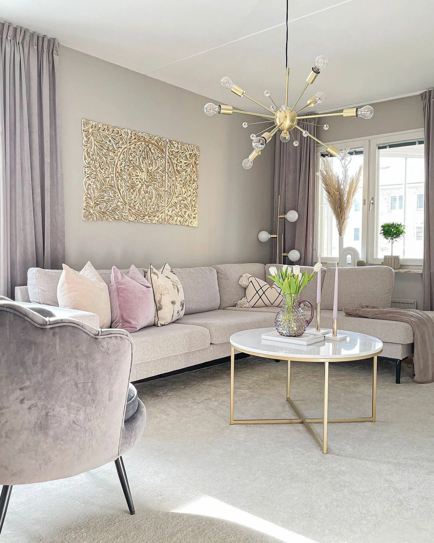 Couchtisch Weiß / Gold Marmor Optik ⌀ 70 Cm QUINCY – Bild 7