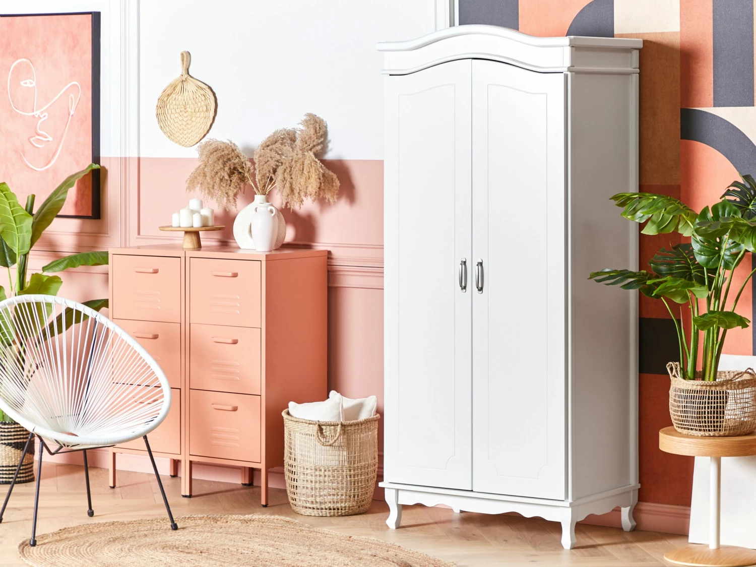 Kleiderschrank Weiß 2 Türen CAMMIN – Bild 2