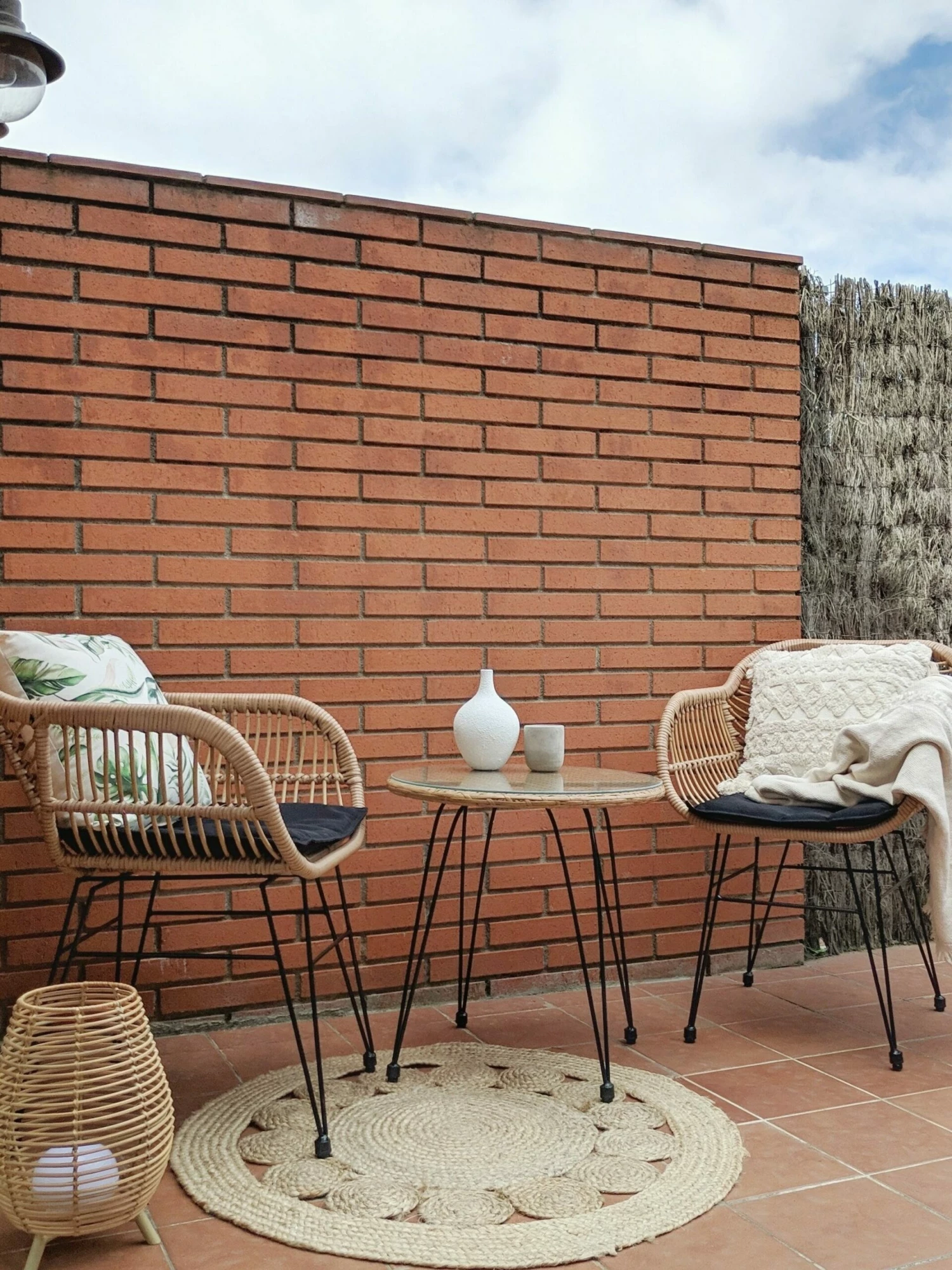 Balkonset Rattan Natürlich Auflagen Schwarz TROPEA II – Bild 5