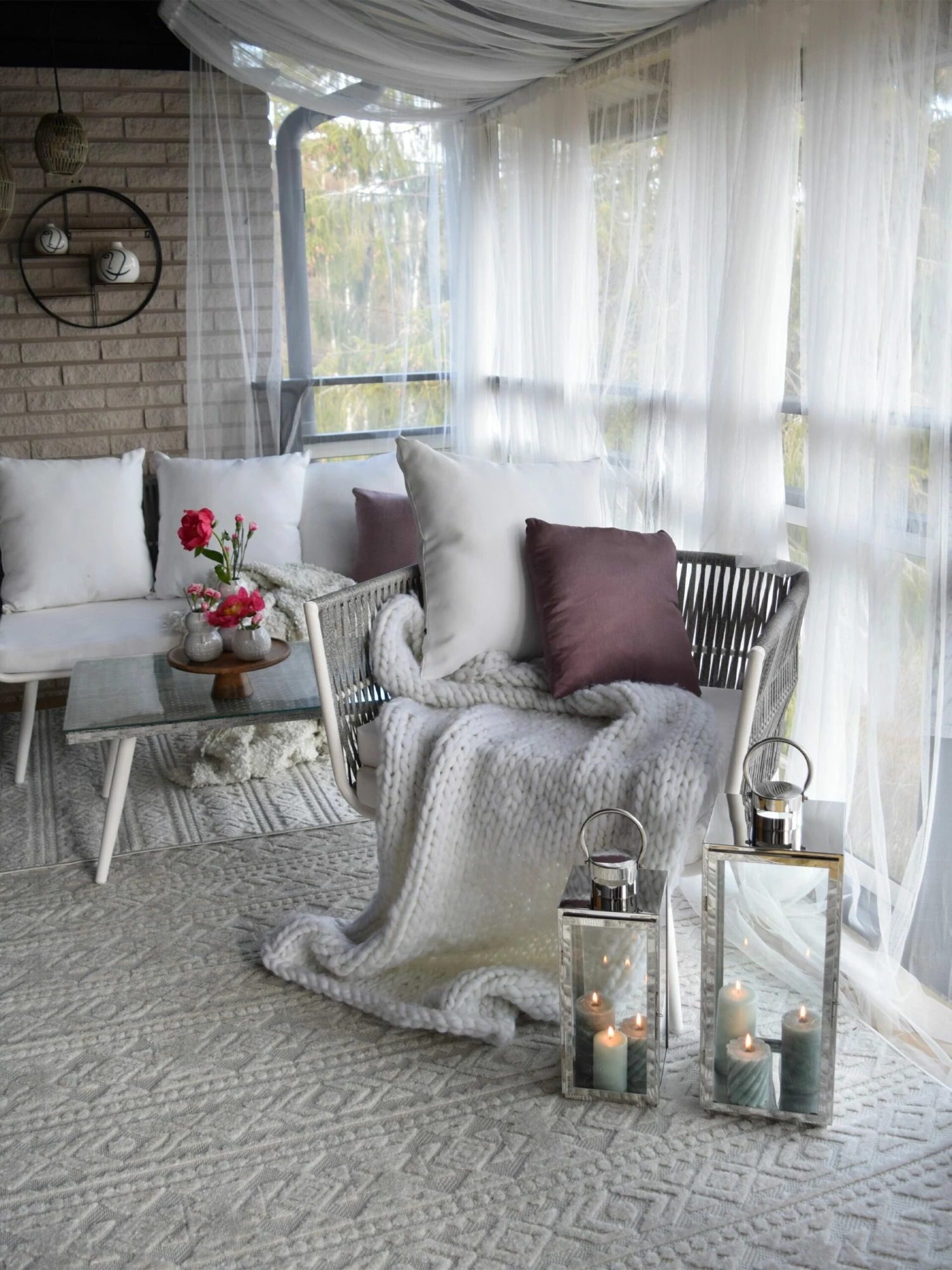 Lounge Set Rattan Grau Meliert 4-Sitzer Auflagen Cremeweiß RAGUSA – Bild 7