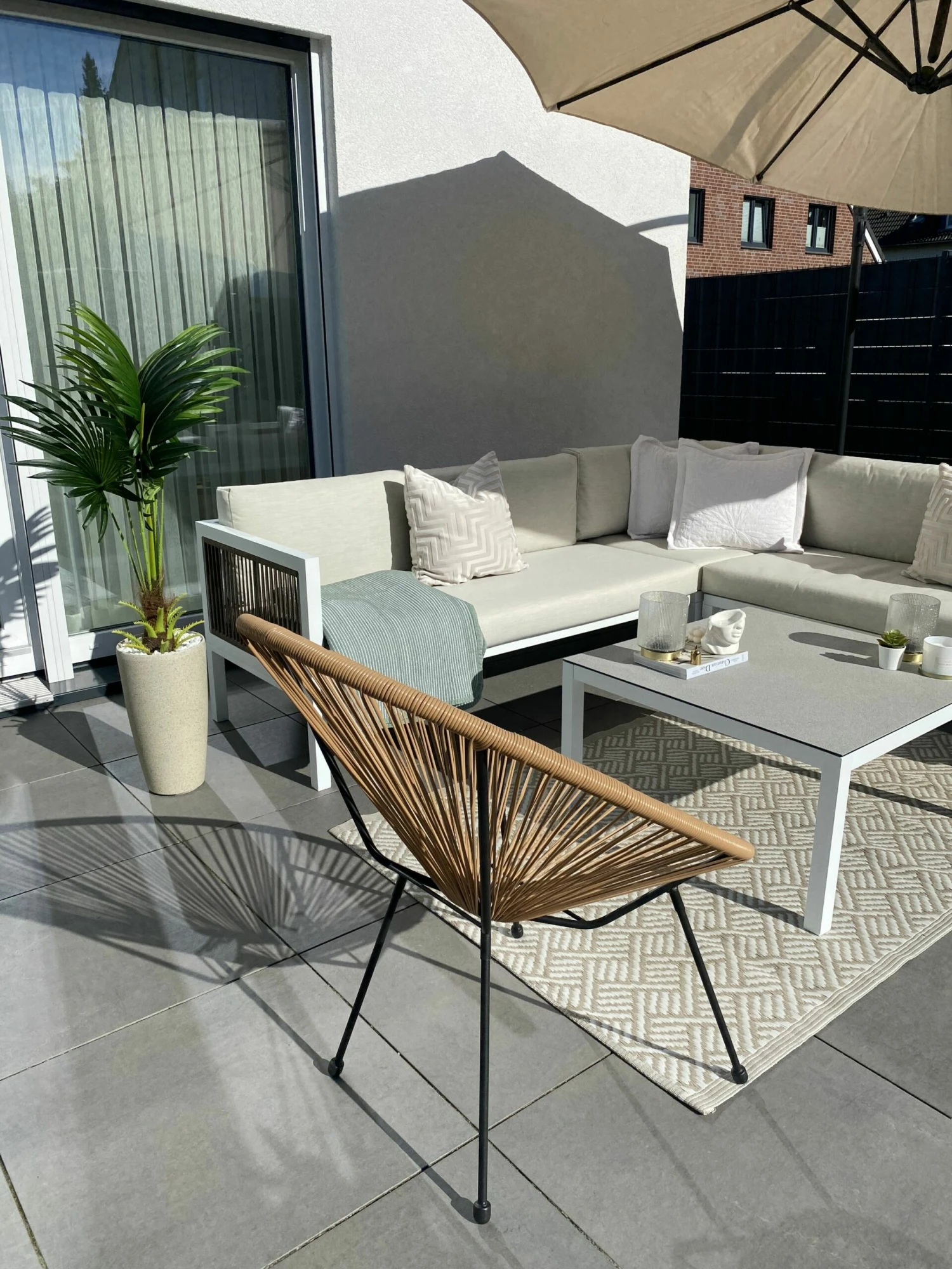 Rattanstuhl Kunststoff Natürlich ø 70 Cm ACAPULCO II – Bild 4