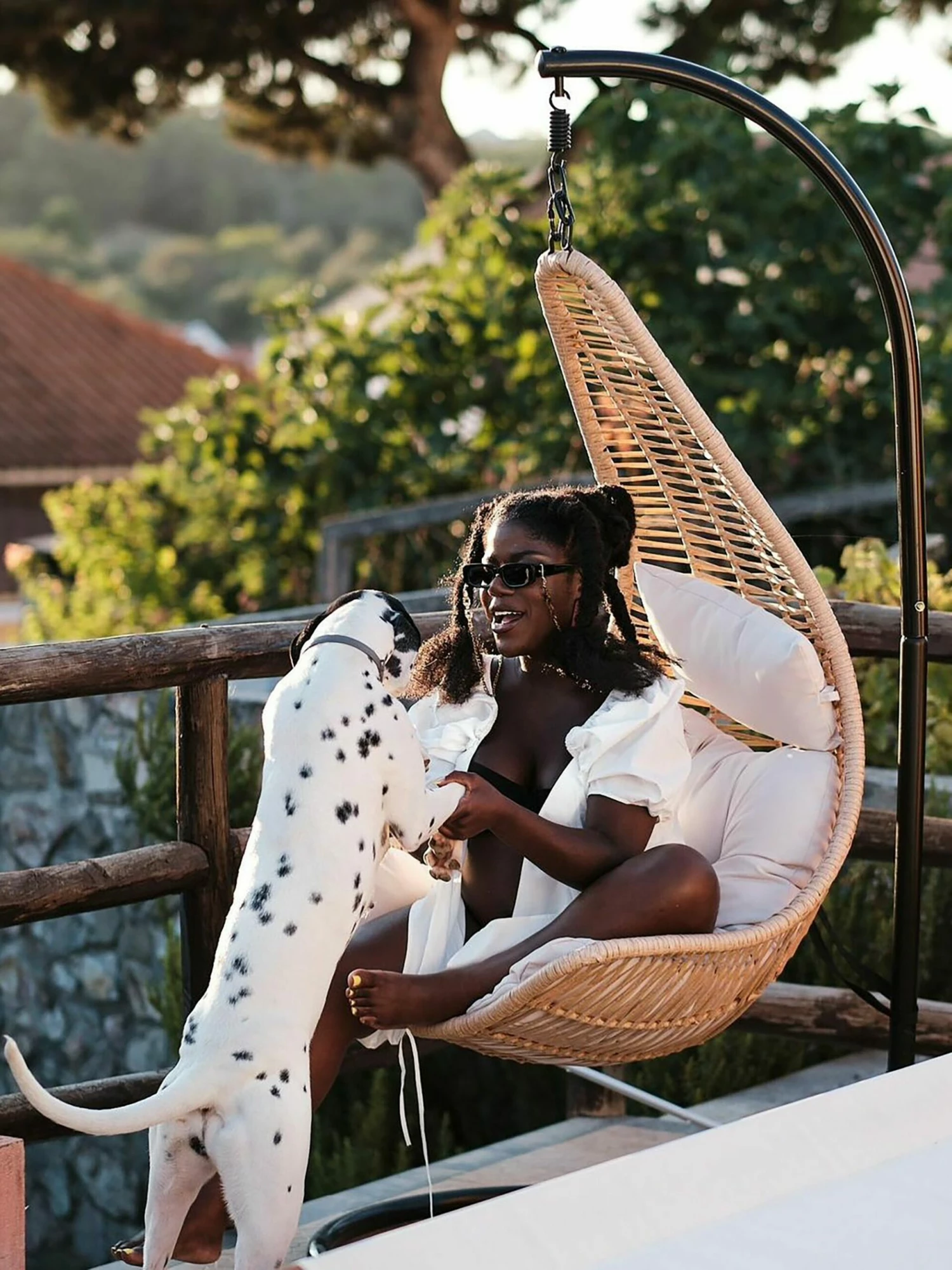 Hängesessel Mit Gestell ø 95 Cm Rattan Natürlich ATRI II – Bild 9