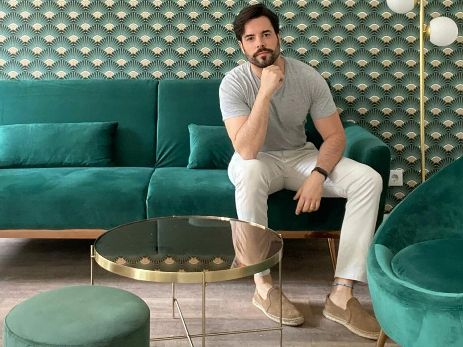 Sessel Samtstoff Smaragdgrün LANGA – Bild 3