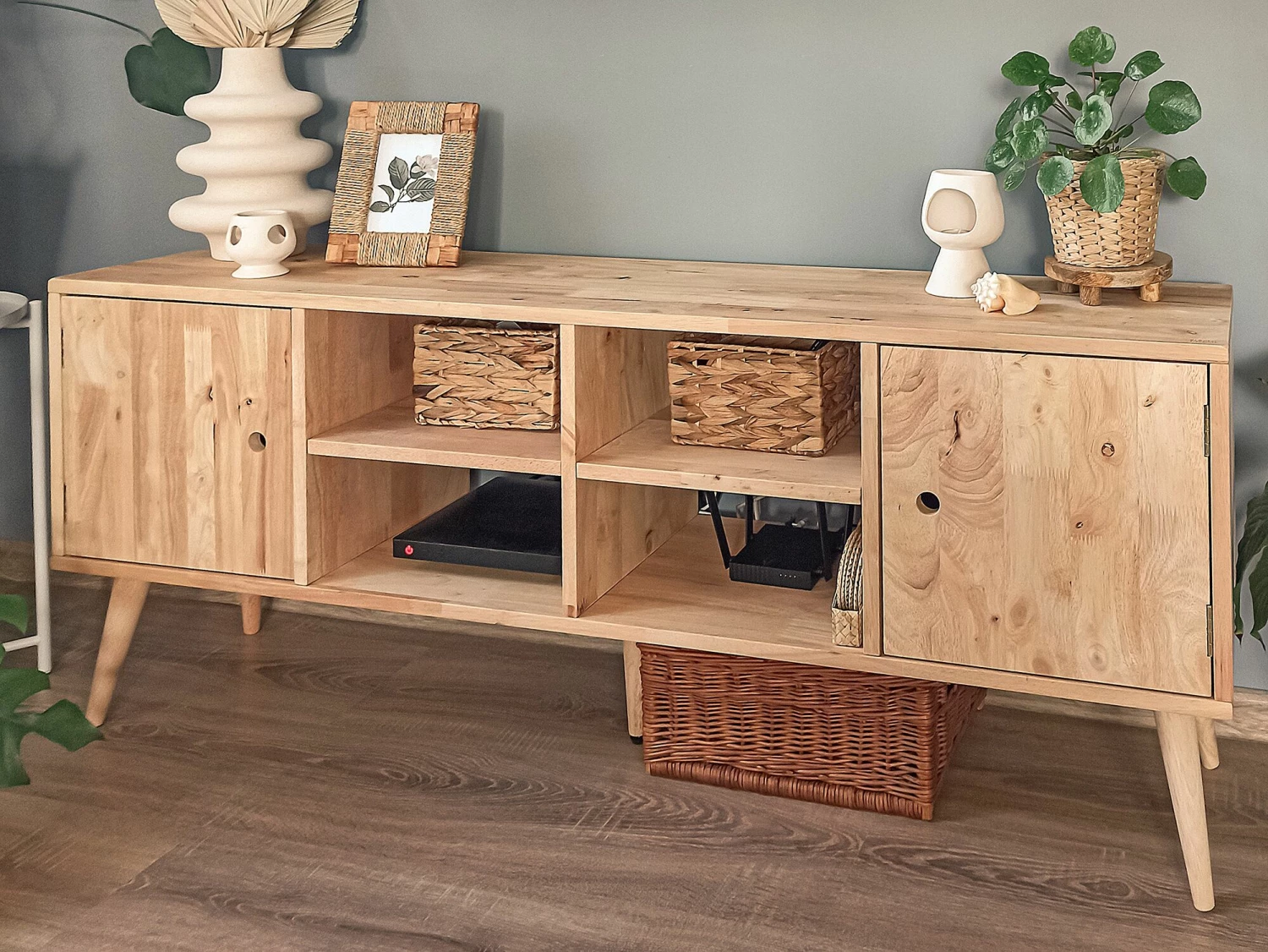 TV-Möbel Heller Holzfarbton 145 X 30 X 59 Cm CHANDLER – Bild 3