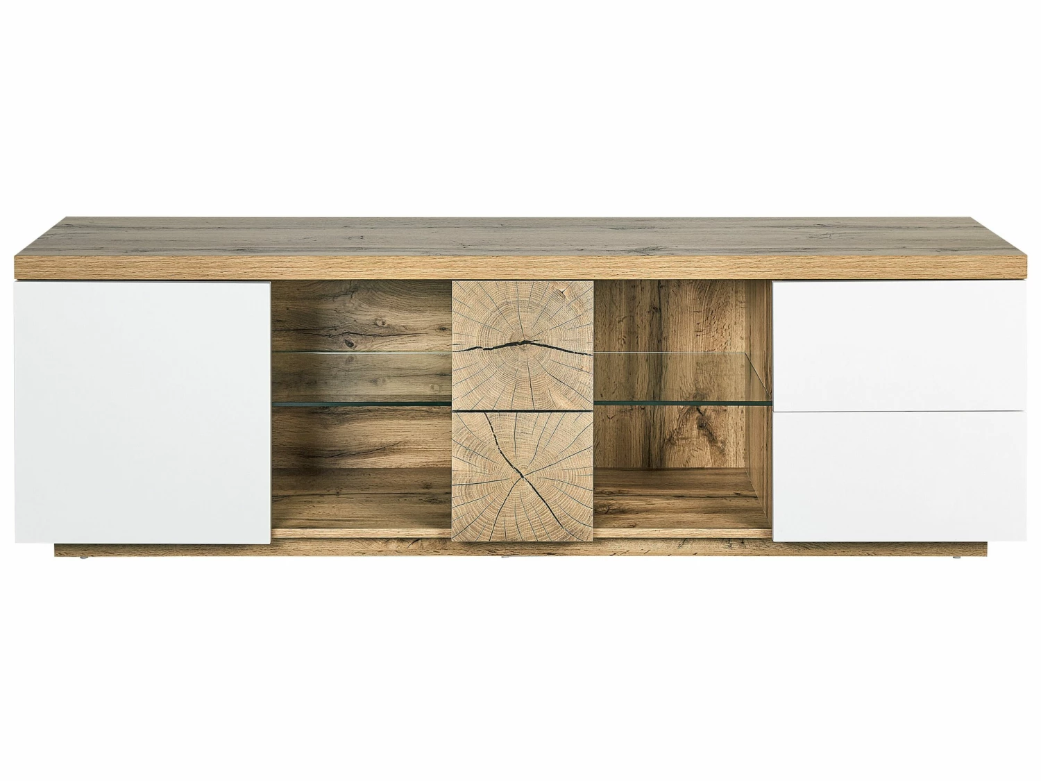 TV-Möbel Heller Holzfarbton / Weiß 160 X 40 X 52 Cm FARADA – Bild 5