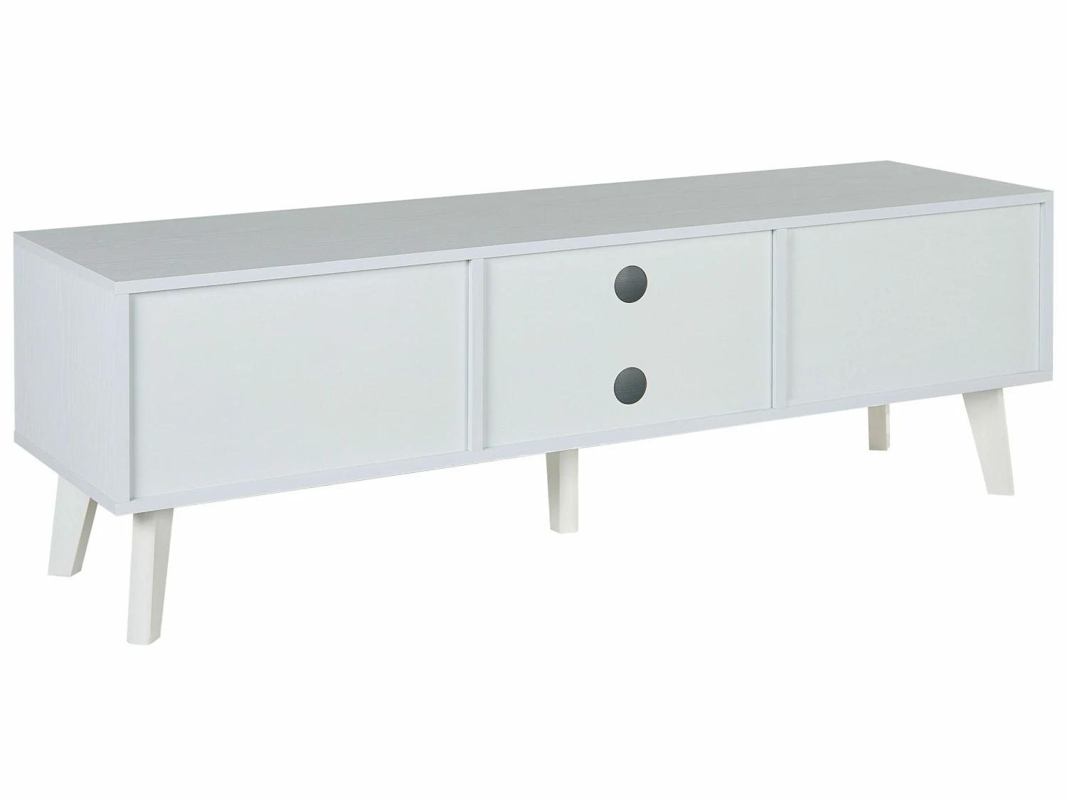 TV-Möbel Weiß / Heller Holzfarbton Rattan-Türen 140 X 39 X 45 Cm PARTON – Bild 6