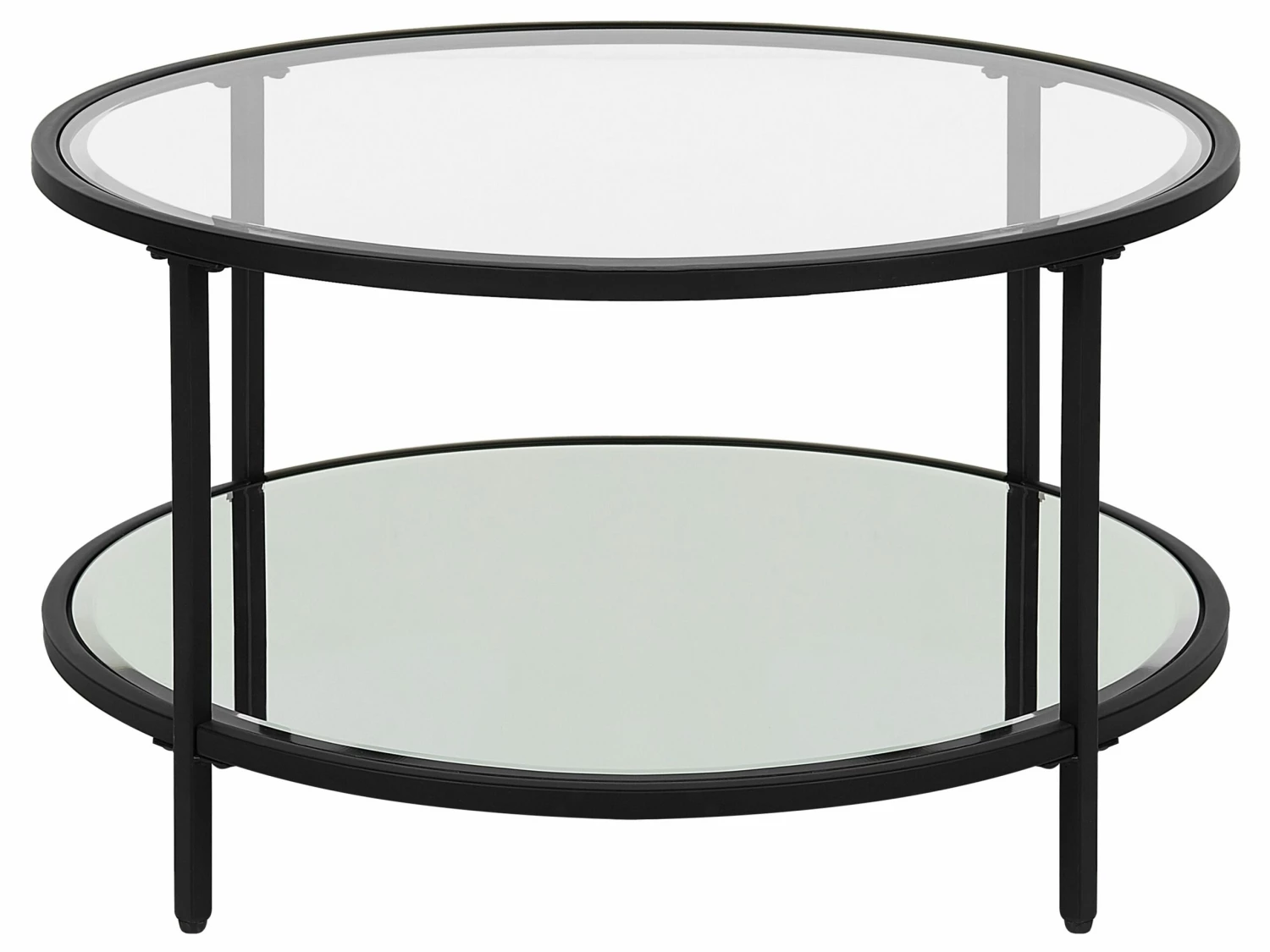 Couchtisch Glas / Metall Schwarz ⌀ 70 Cm BIRNEY