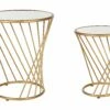Couchtisch 2er Set Glas / Metall Spiegeleffekt Gold Rund TWIST