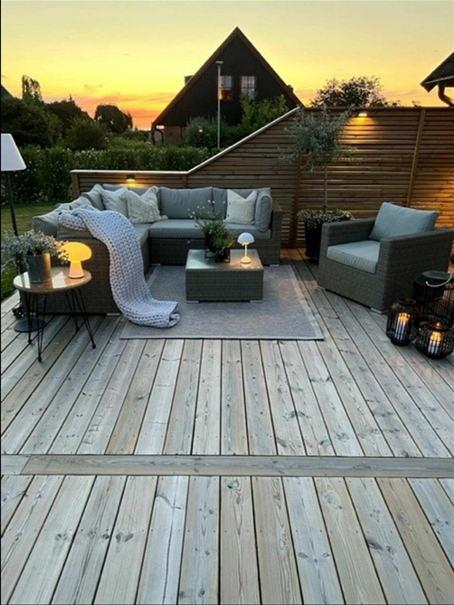 Lounge Set Rattan Hellbraun 6-Sitzer Linksseitig Auflagen Hellgrau CONTARE – Bild 4