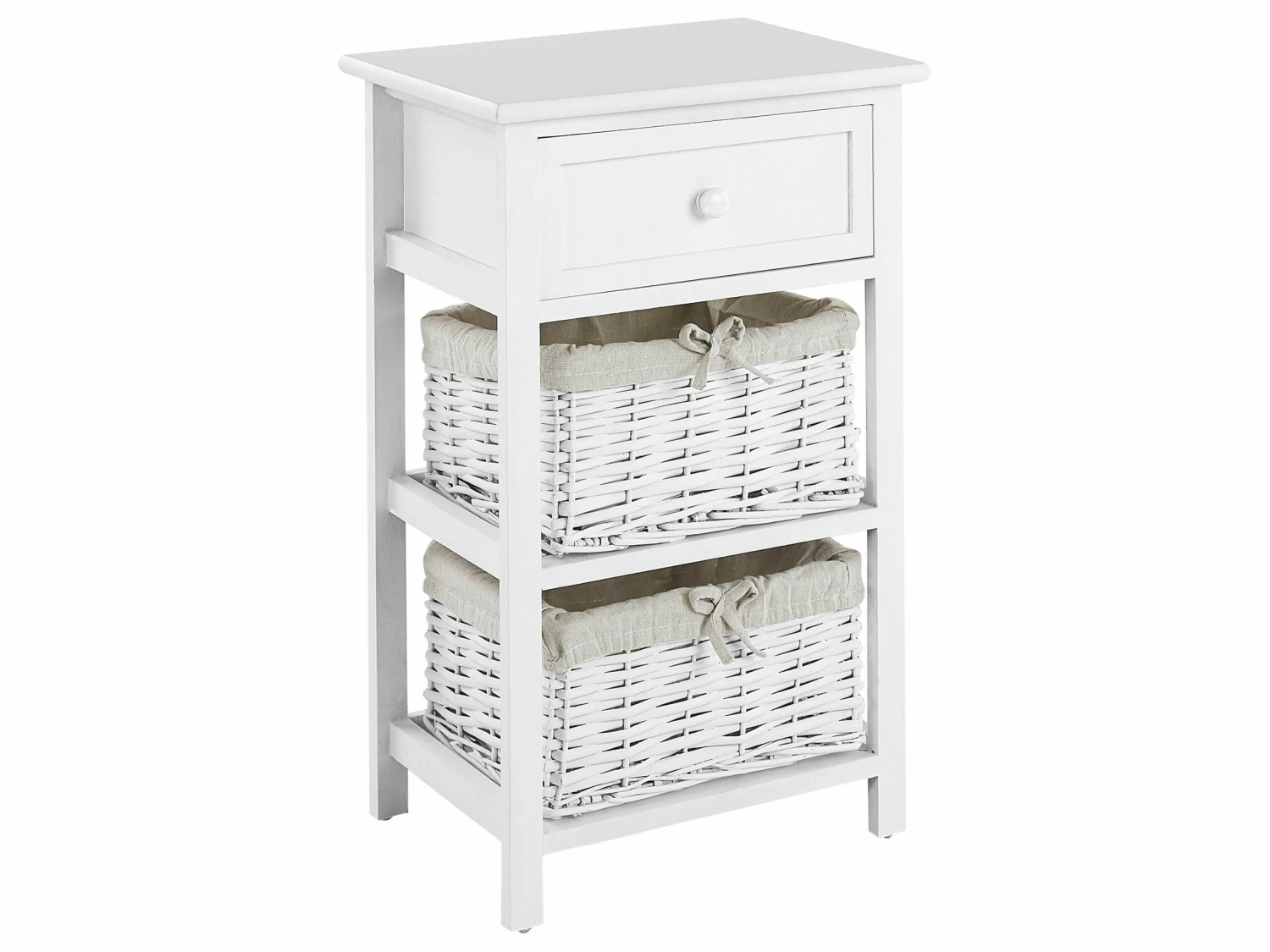 Nachttisch Weiß / Beige Mit 2 Körben Schublade FLOWELLA