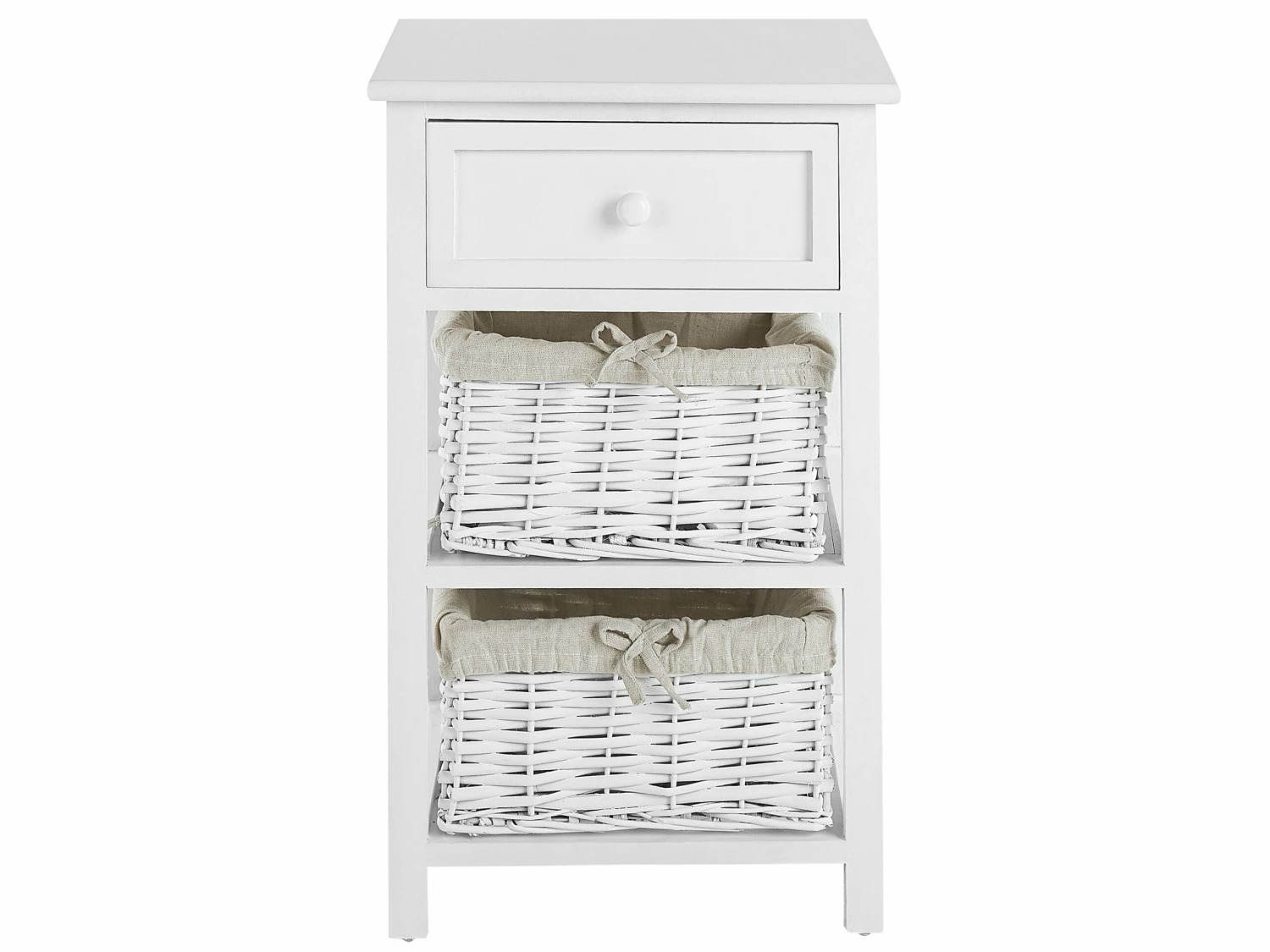 Nachttisch Weiß / Beige Mit 2 Körben Schublade FLOWELLA – Bild 4