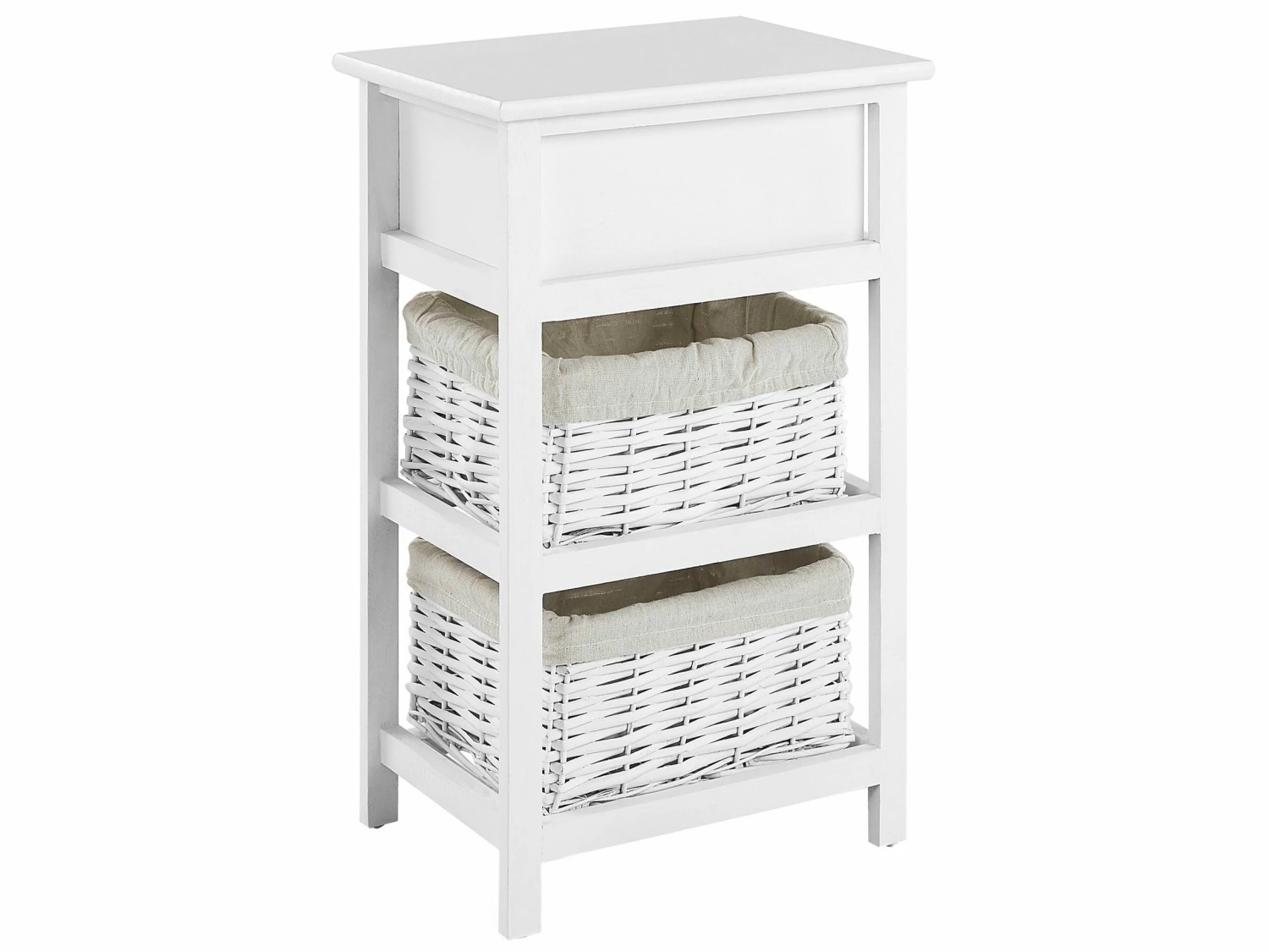 Nachttisch Weiß / Beige Mit 2 Körben Schublade FLOWELLA – Bild 6