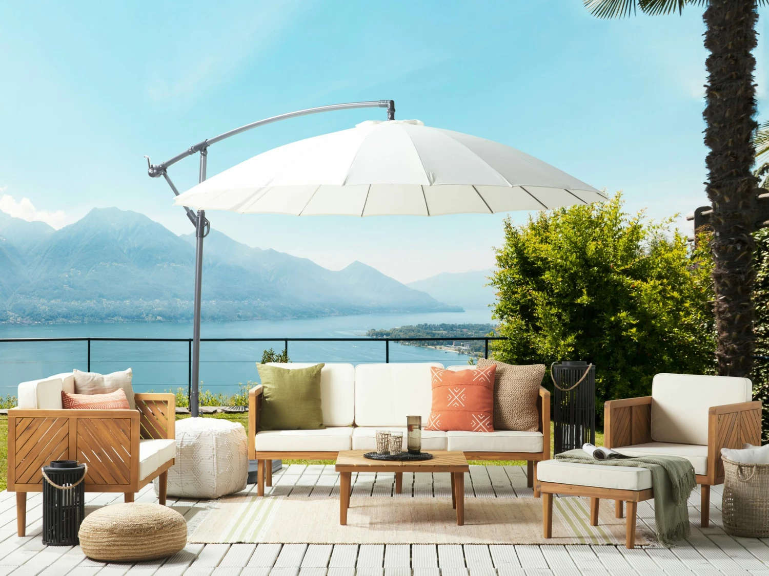 Lounge Set Akazienholz Hellbraun 6-Sitzer Auflagen Creme BARATTI – Bild 2