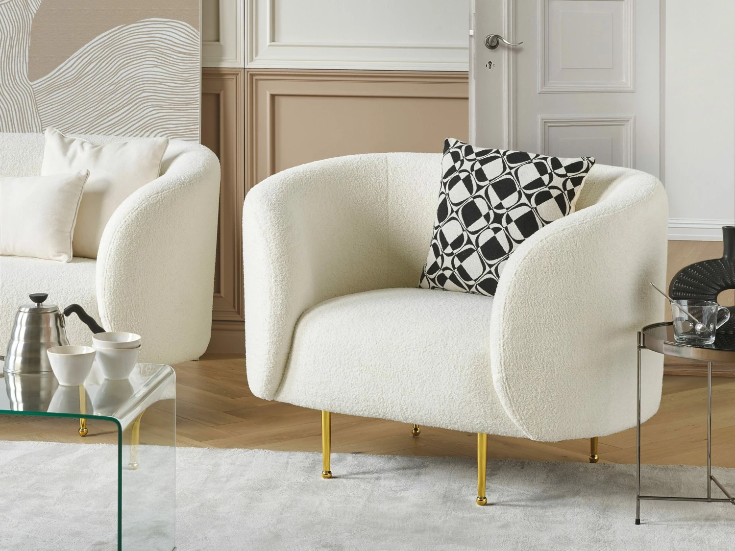 Sessel Bouclé Weiß LOEN – Bild 2