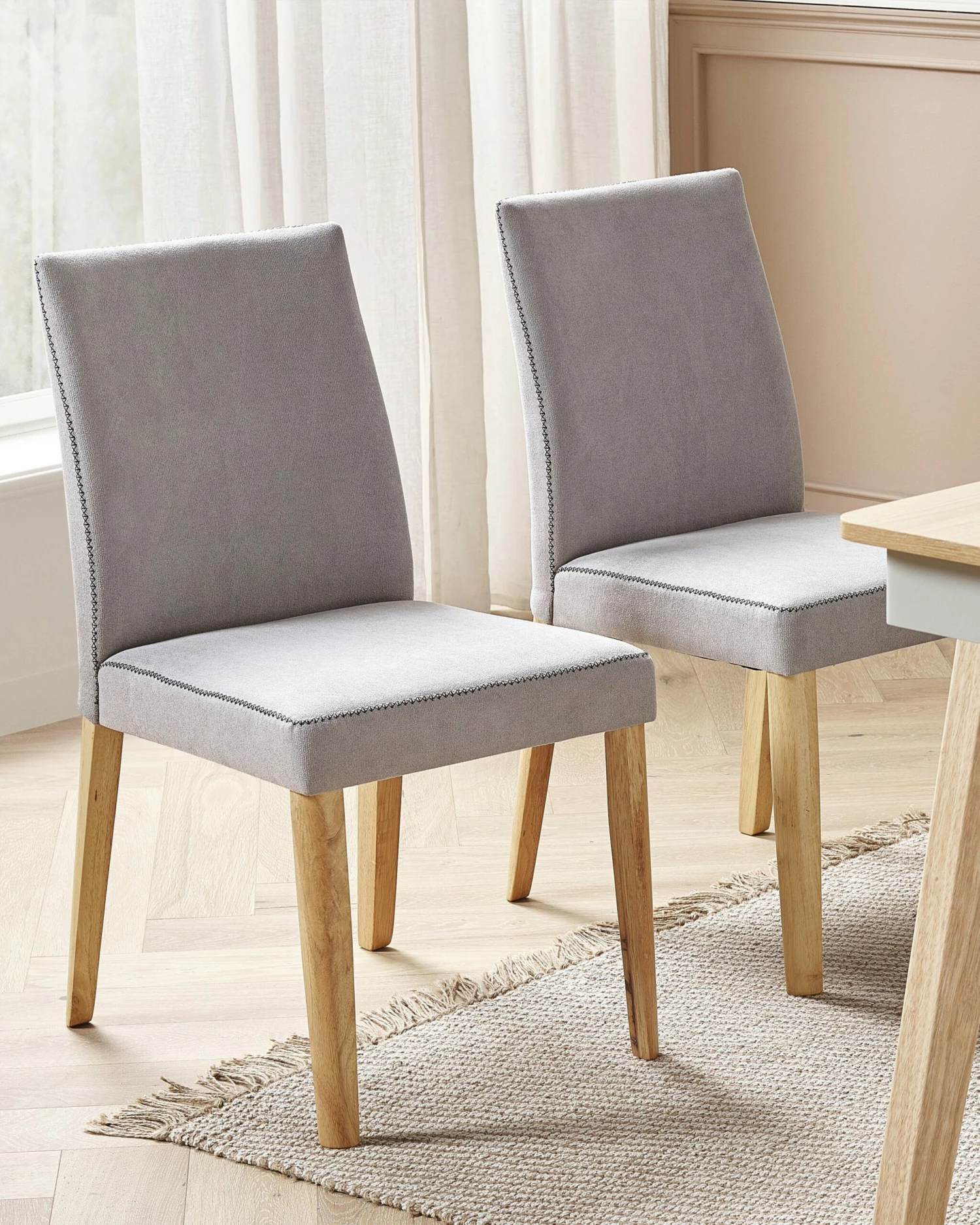 Esszimmerstuhl Polsterbezug Hellgrau 2er Set PHOLA – Bild 3
